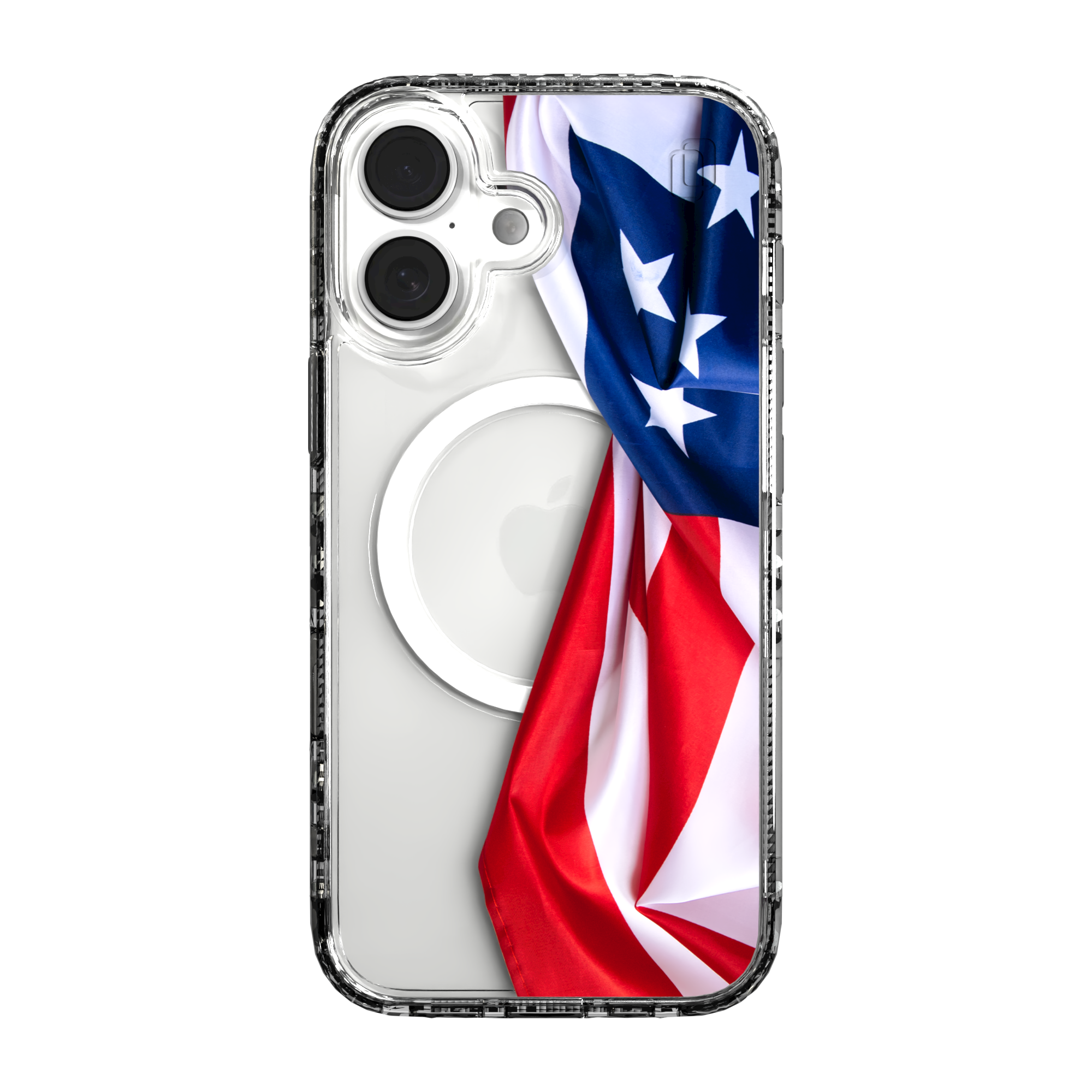 iPhone 16 Series | MagSafe | Red, White & Blue Case Collection | Flowing American Flag Resilient Spirit / iPhone 16 / Clear