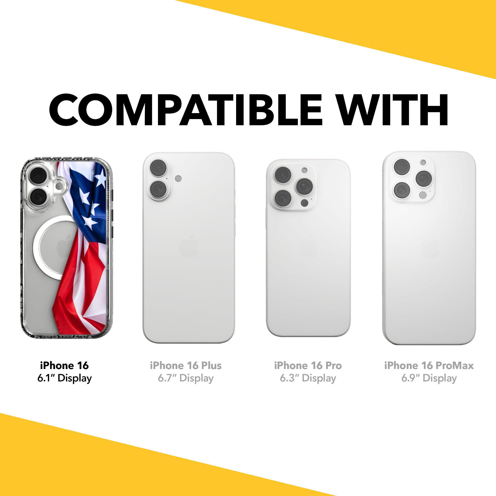 iPhone 16 Series | MagSafe | Red, White & Blue Case Collection | Flowing American Flag Resilient Spirit / iPhone 16 / Clear