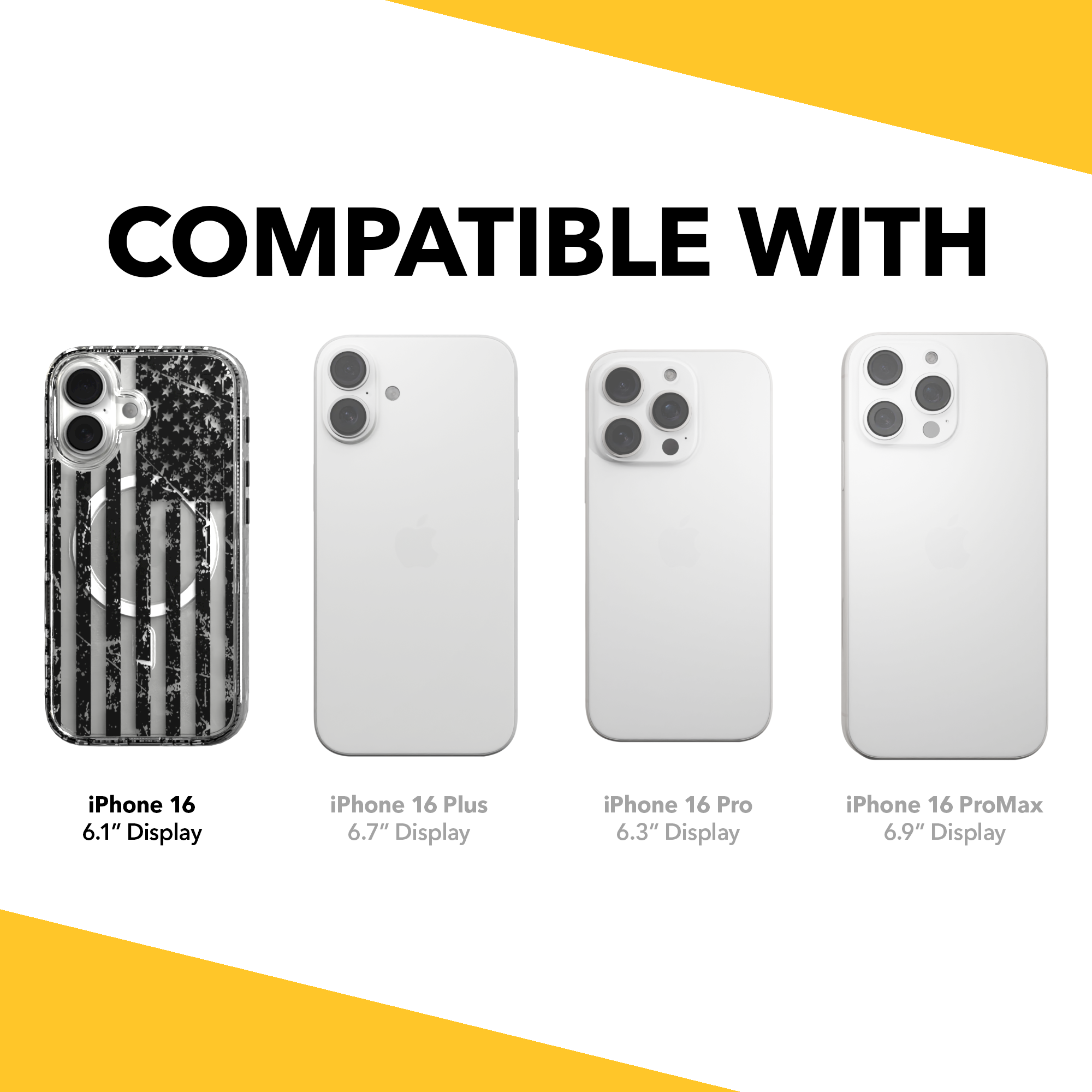 iPhone 16 Series | MagSafe | Red, White & Blue Case Collection | Weathered Black & White American Flag Black Flag / iPhone 16 / Clear