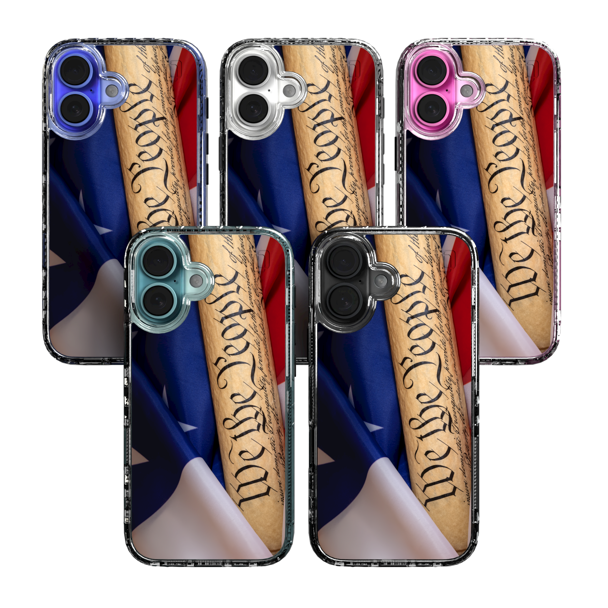 iPhone 16 Series | MagSafe | Red, White & Blue Case Collection | We The People American Flag United We Stand / iPhone 16 / Clear