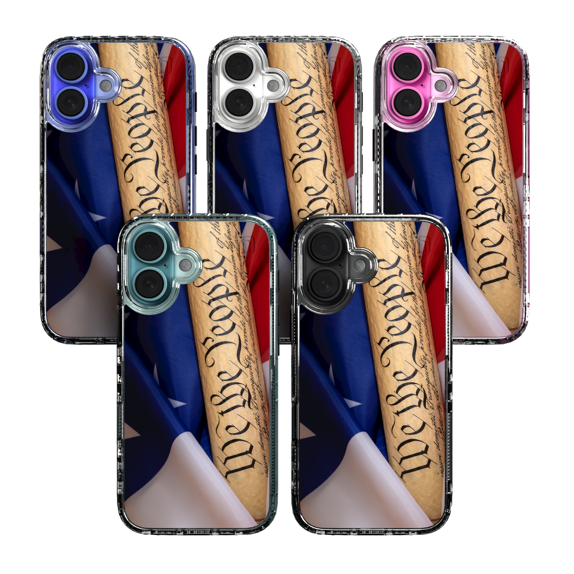 iPhone 16 Series | MagSafe | Red, White & Blue Case Collection | We The People American Flag United We Stand / iPhone 16 / Clear