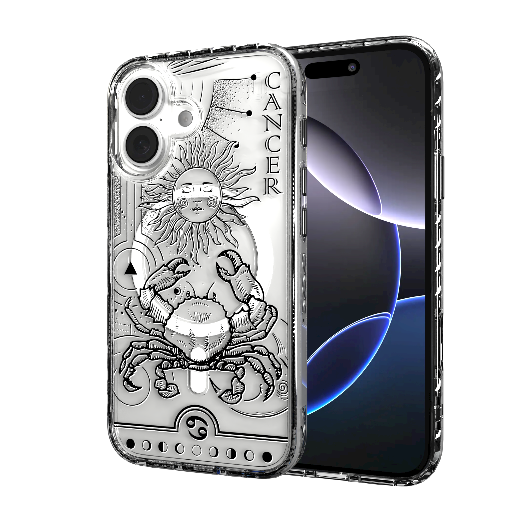 iPhone 16 Series | MagSafe | Zodiac Collection | Cancer Cancer Black / iPhone 16 / Clear