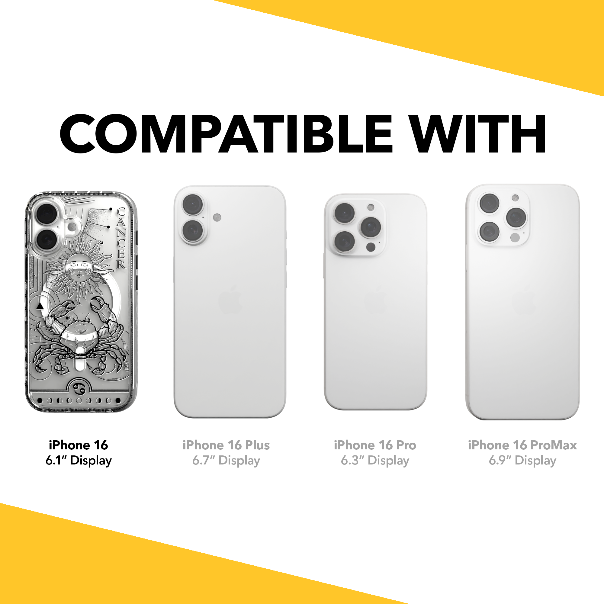 iPhone 16 Series | MagSafe | Zodiac Collection | Cancer Cancer Black / iPhone 16 / Clear