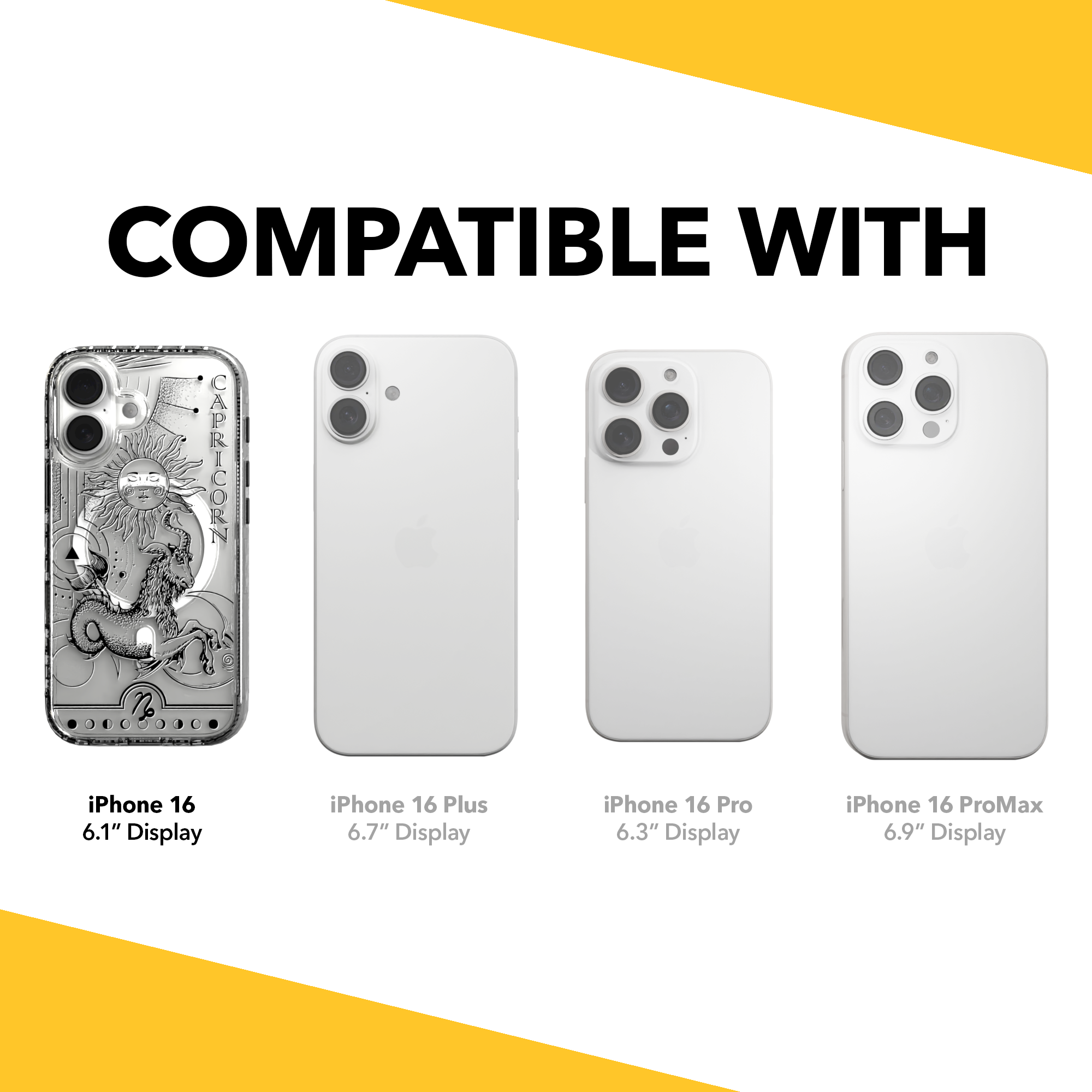 iPhone 16 Series | MagSafe | Zodiac Collection |Capricorn Capricorn Black / iPhone 16 / Clear