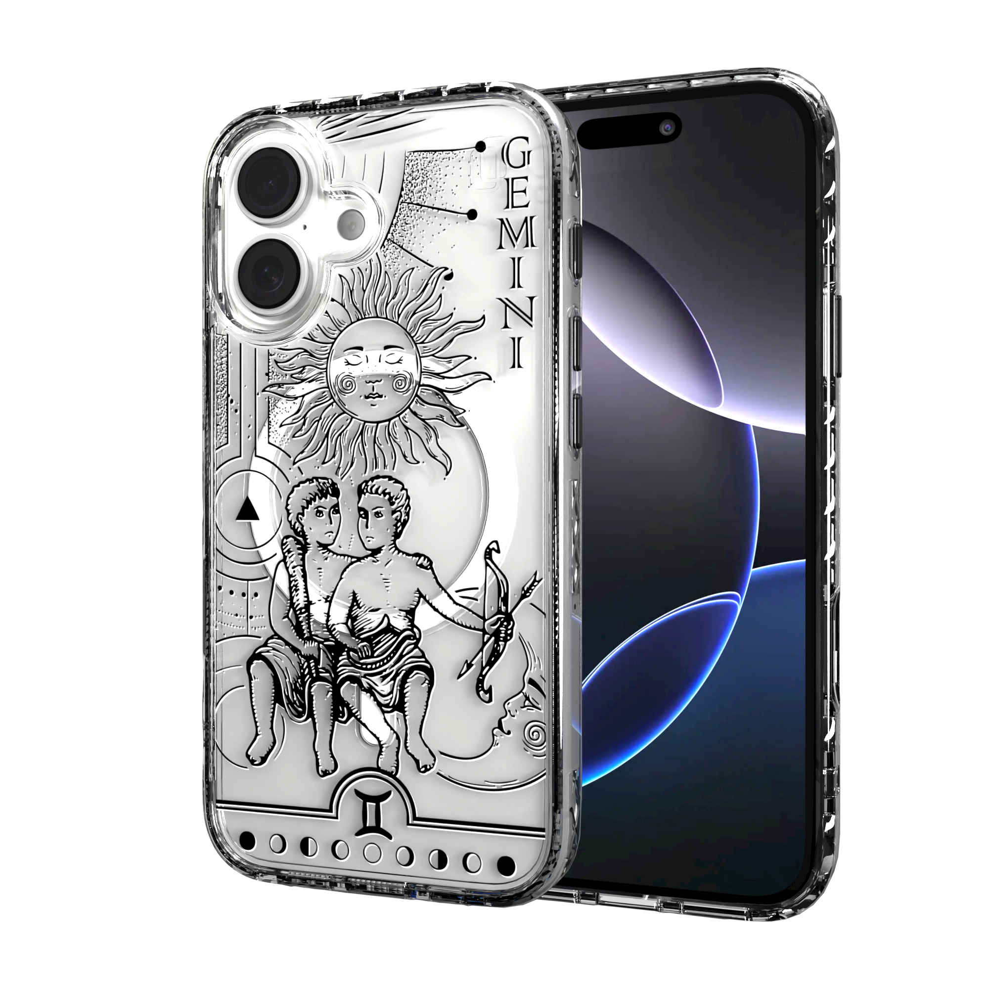 iPhone 16 Series | MagSafe | Zodiac Collection | Gemini Gemini Black / iPhone 16 / Clear