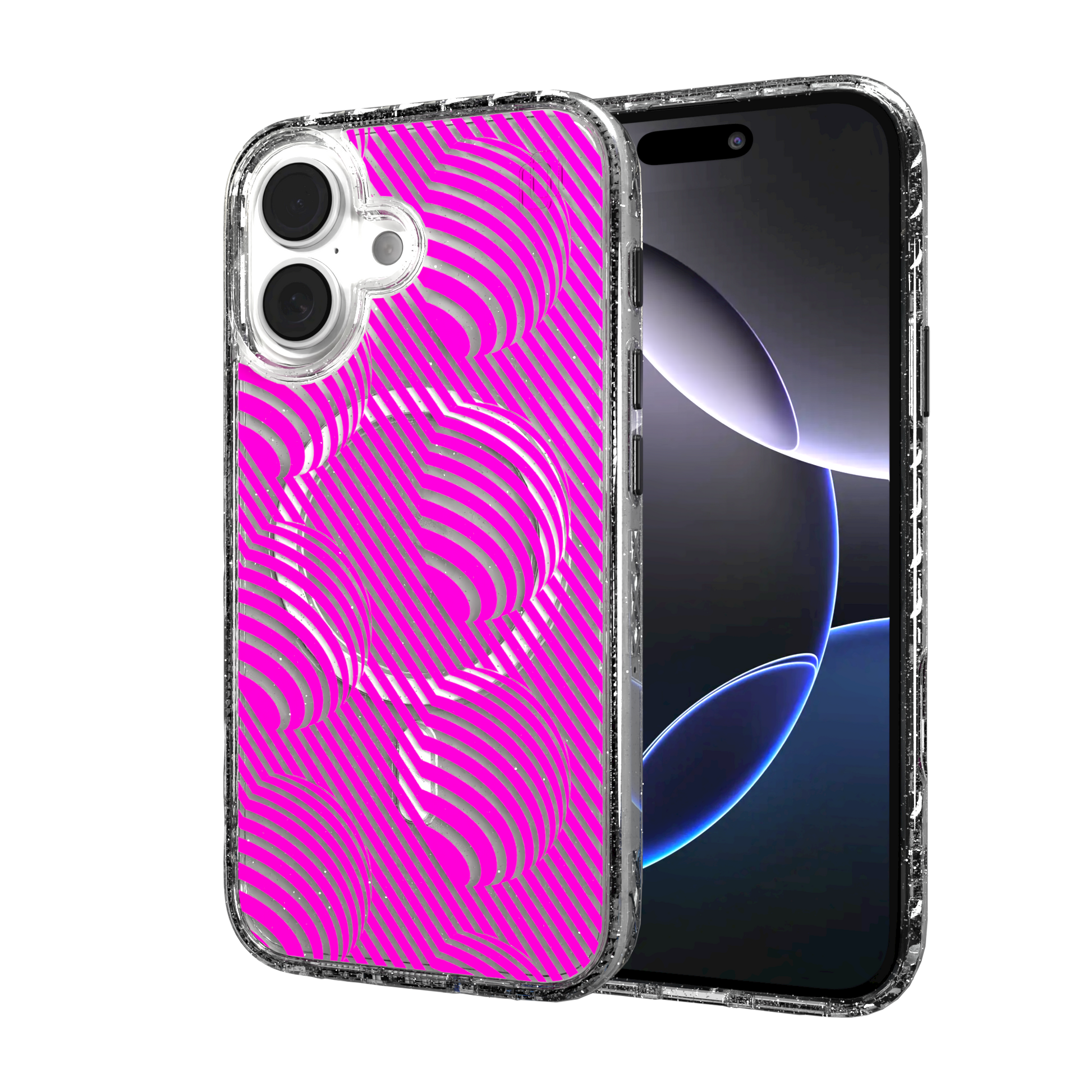 iPhone 16 Series | MagSafe | Monochromatic Case Designs | Pink Bumps Pink Bumps / iPhone 16 / Clear Sparkle
