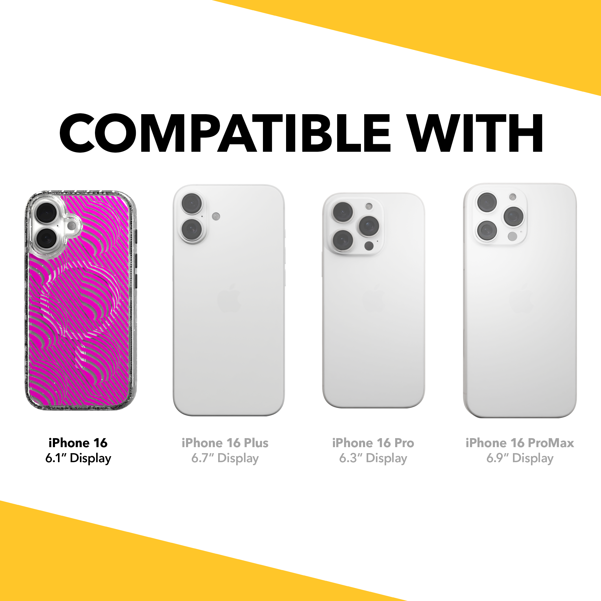 iPhone 16 Series | MagSafe | Monochromatic Case Designs | Pink Bumps Pink Bumps / iPhone 16 / Clear Sparkle