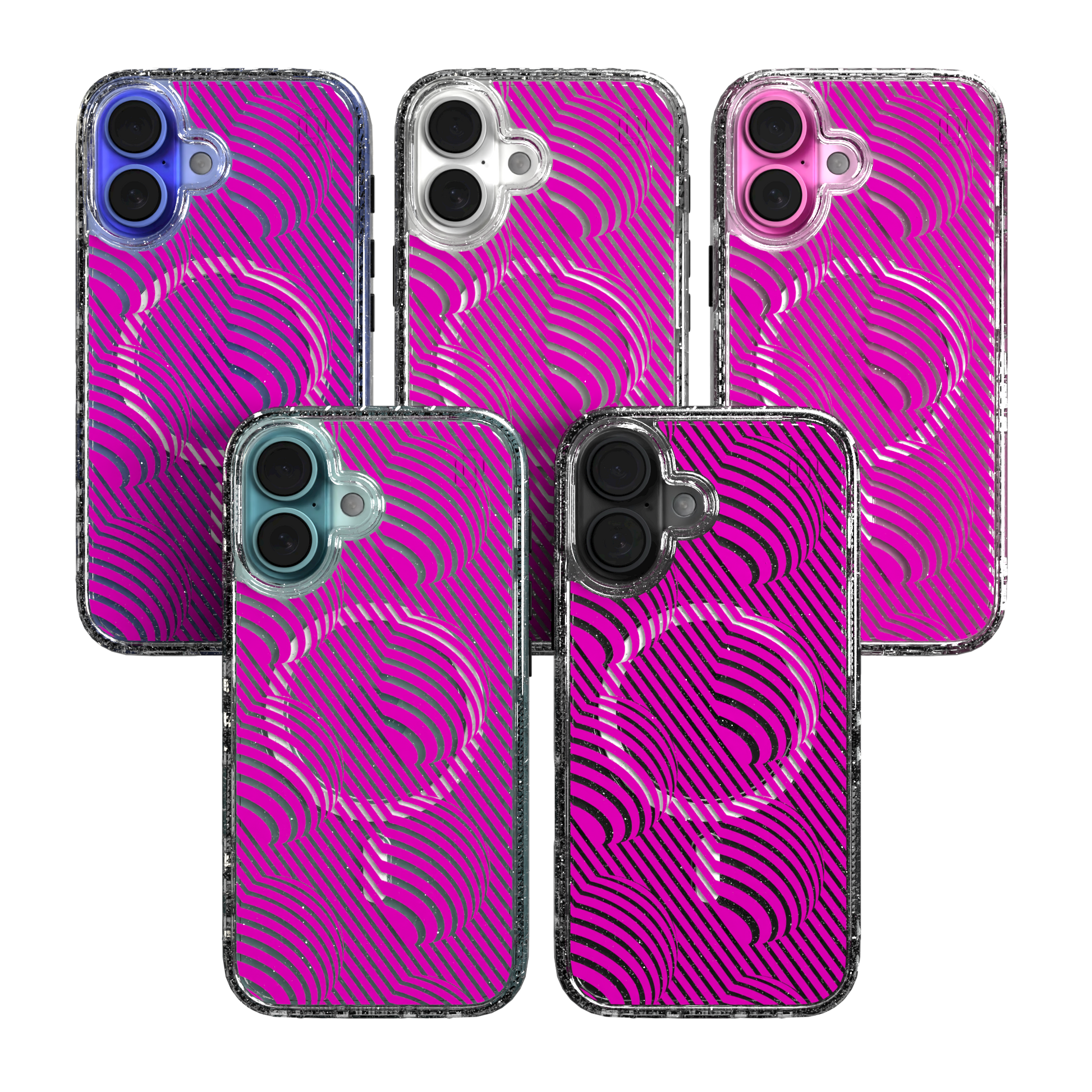 iPhone 16 Series | MagSafe | Monochromatic Case Designs | Pink Bumps Pink Bumps / iPhone 16 / Clear Sparkle