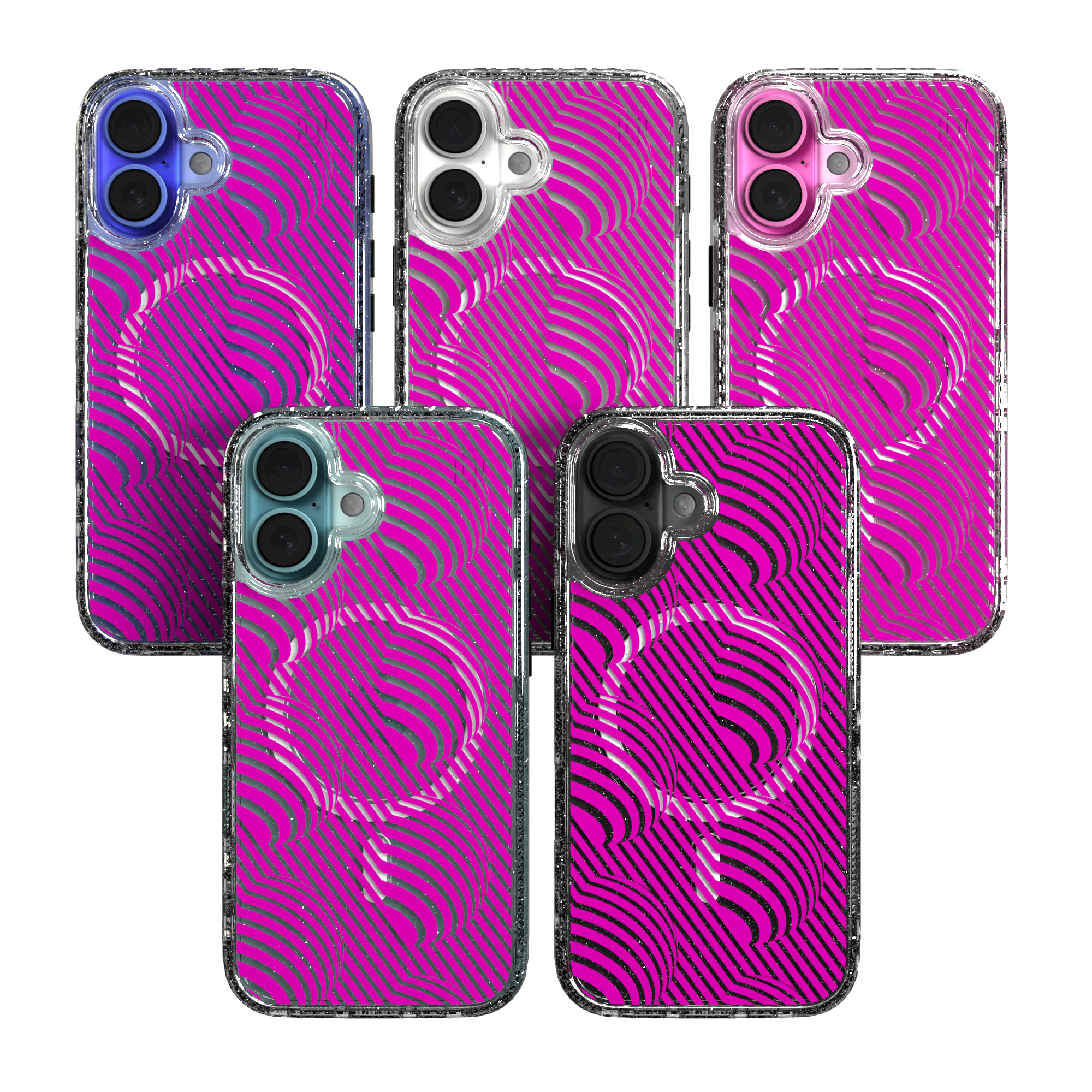 iPhone 16 Series | MagSafe | Monochromatic Case Designs | Pink Bumps Pink Bumps / iPhone 16 / Clear Sparkle