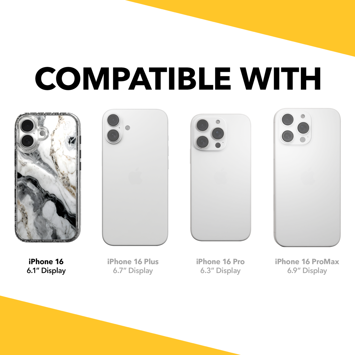 iPhone 16 Series | MagSafe | Stone Beauty Case Collection | Pure Snow White Marble Pure Snow / iPhone 16 / Clear Sparkle