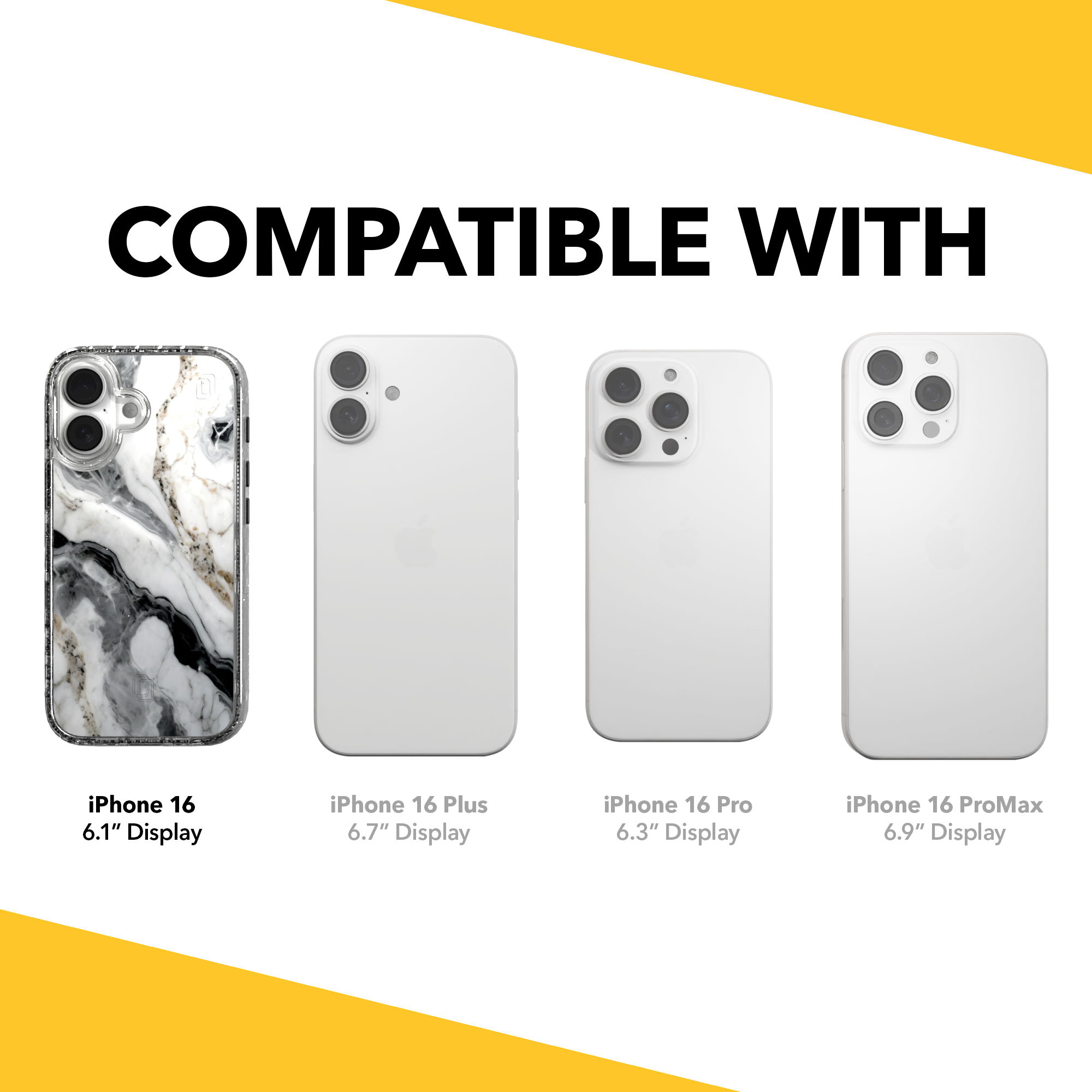 iPhone 16 Series | MagSafe | Stone Beauty Case Collection | Pure Snow White Marble Pure Snow / iPhone 16 / Clear Sparkle