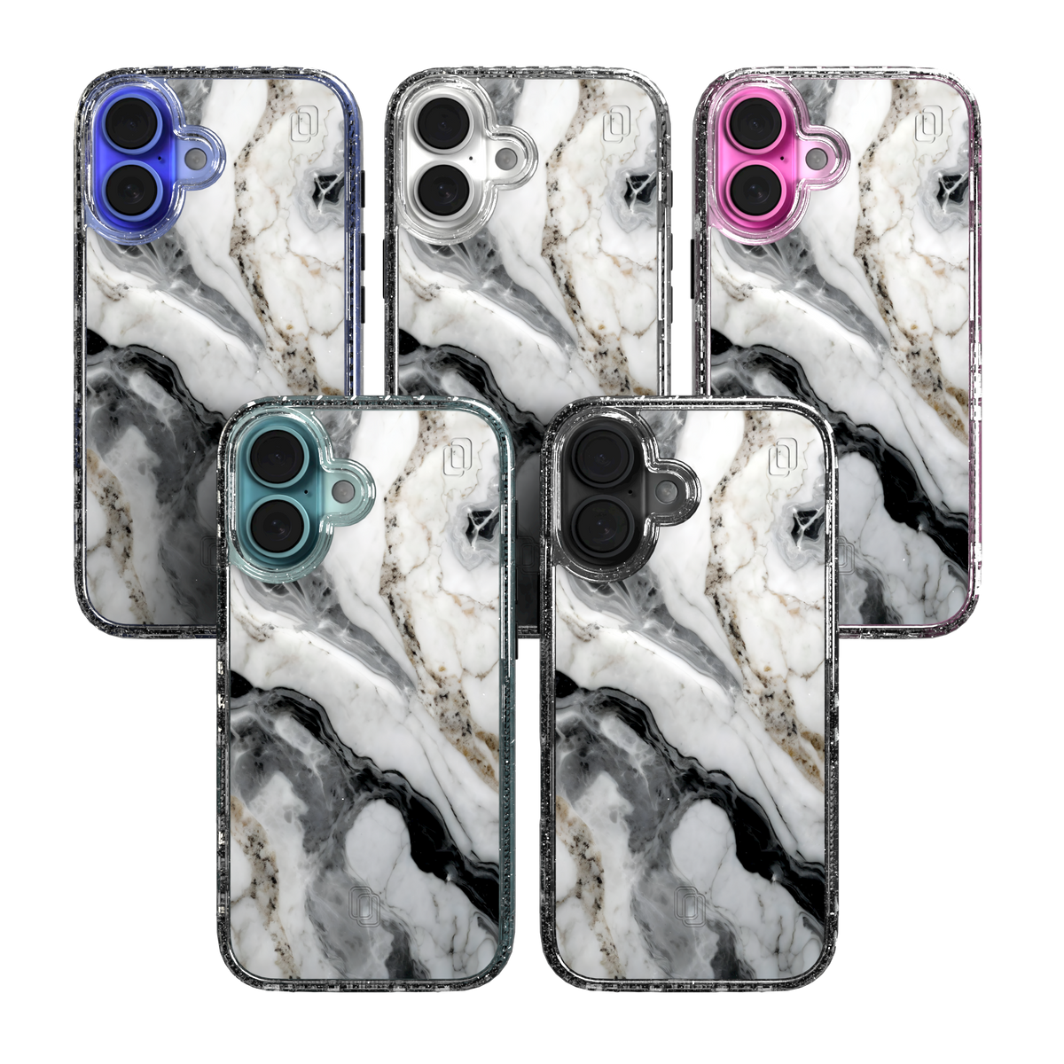 iPhone 16 Series | MagSafe | Stone Beauty Case Collection | Pure Snow White Marble Pure Snow / iPhone 16 / Clear Sparkle