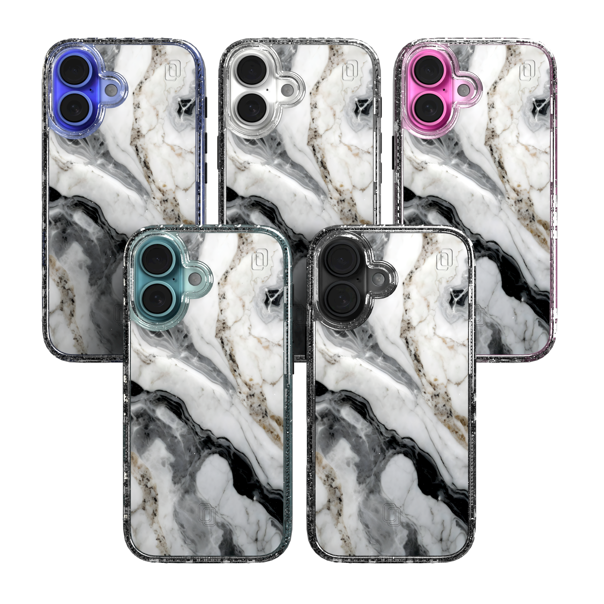 iPhone 16 Series | MagSafe | Stone Beauty Case Collection | Pure Snow White Marble Pure Snow / iPhone 16 / Clear Sparkle