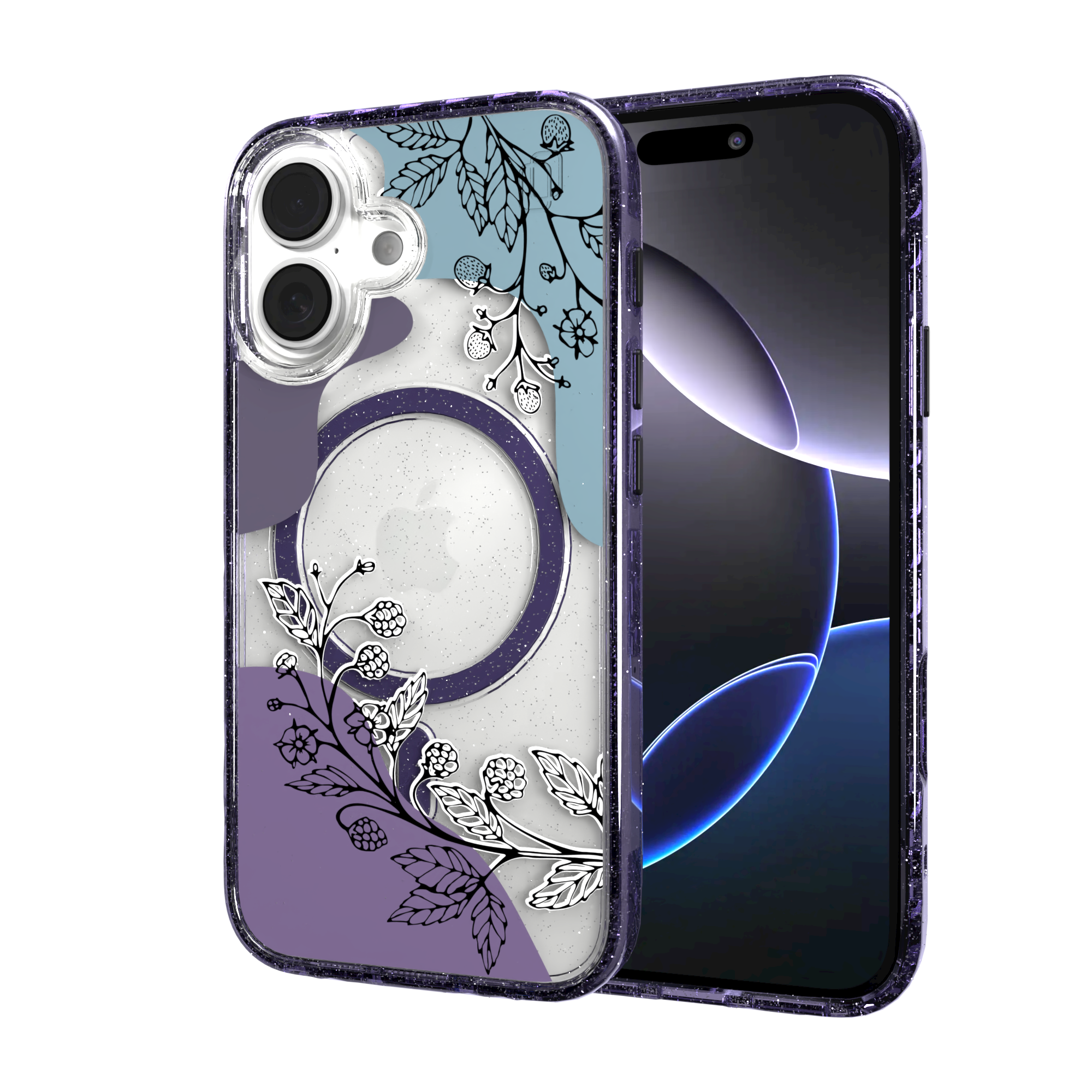 iPhone 16 Series | MagSafe | Botanical Fusion Abstract Case | Dark Winter Nights
