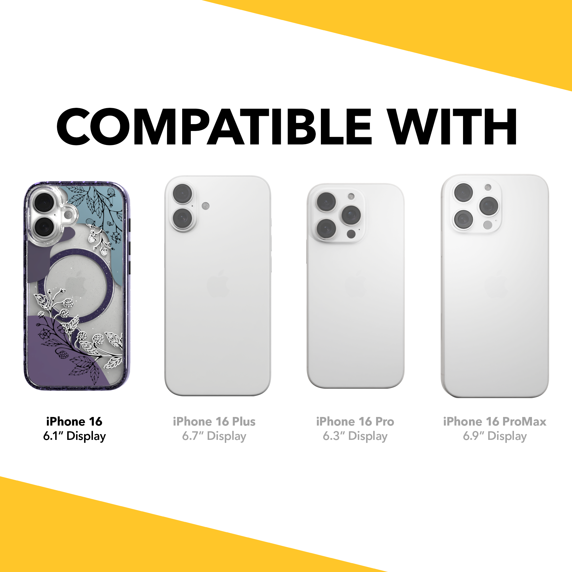 iPhone 16 Series | MagSafe | Botanical Fusion Abstract Case | Dark Winter Nights Winter / iPhone 16 / Lilac Sparkle