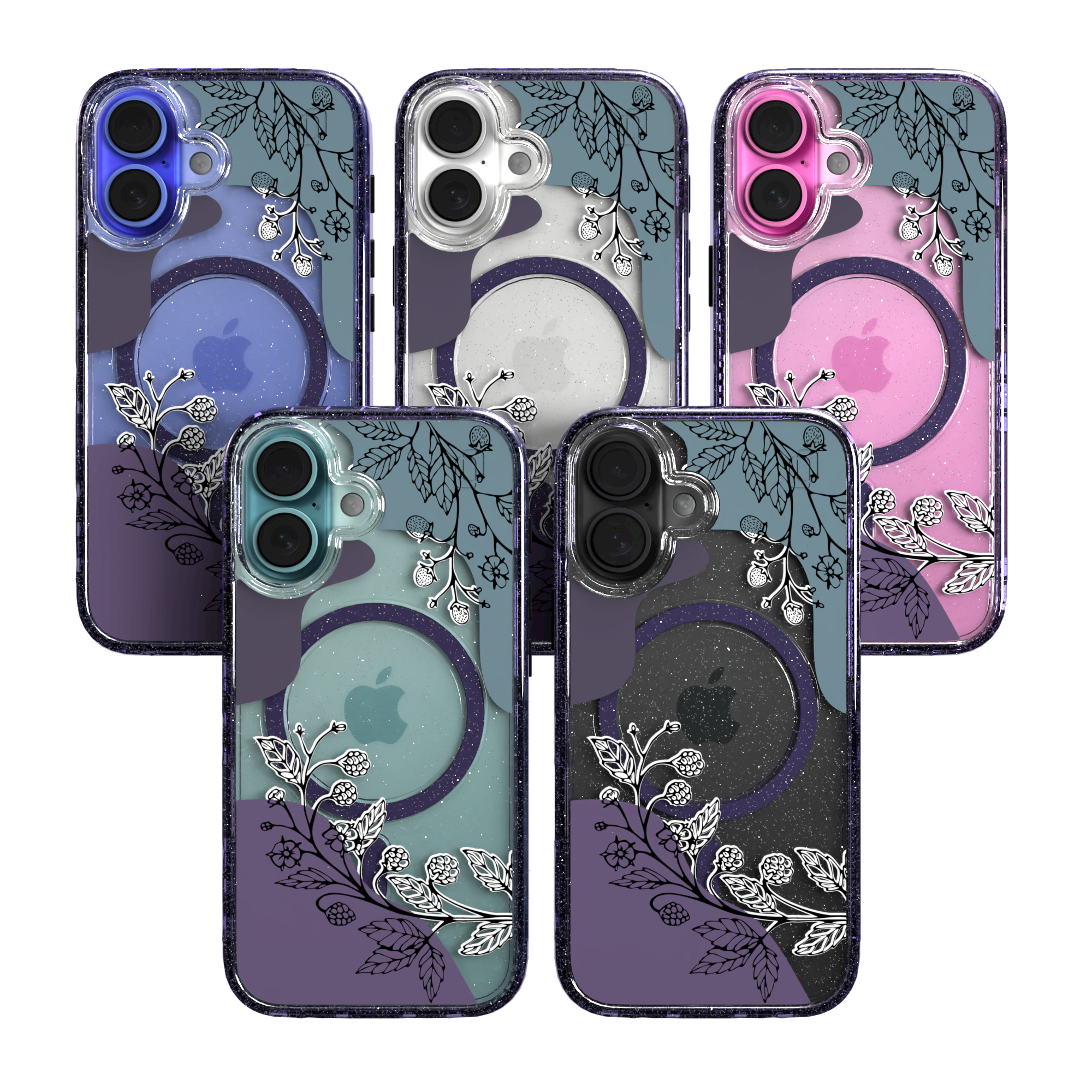 iPhone 16 Series | MagSafe | Botanical Fusion Abstract Case | Dark Winter Nights