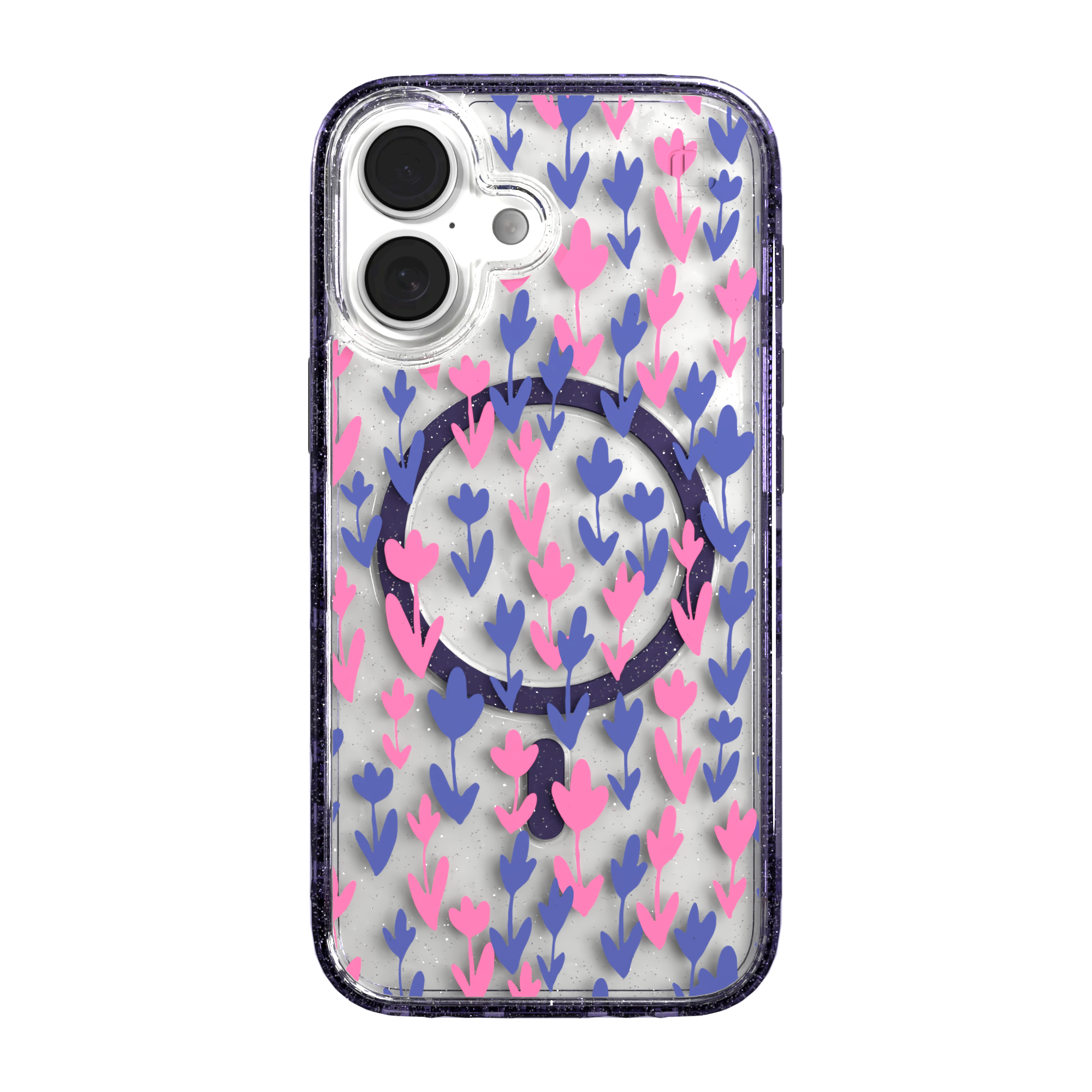 iPhone 16 Series | MagSafe | Flower Case Collection | Pink & Purple Pastel Blooms Pastel Bloom / iPhone 16 / Lilac Sparkle