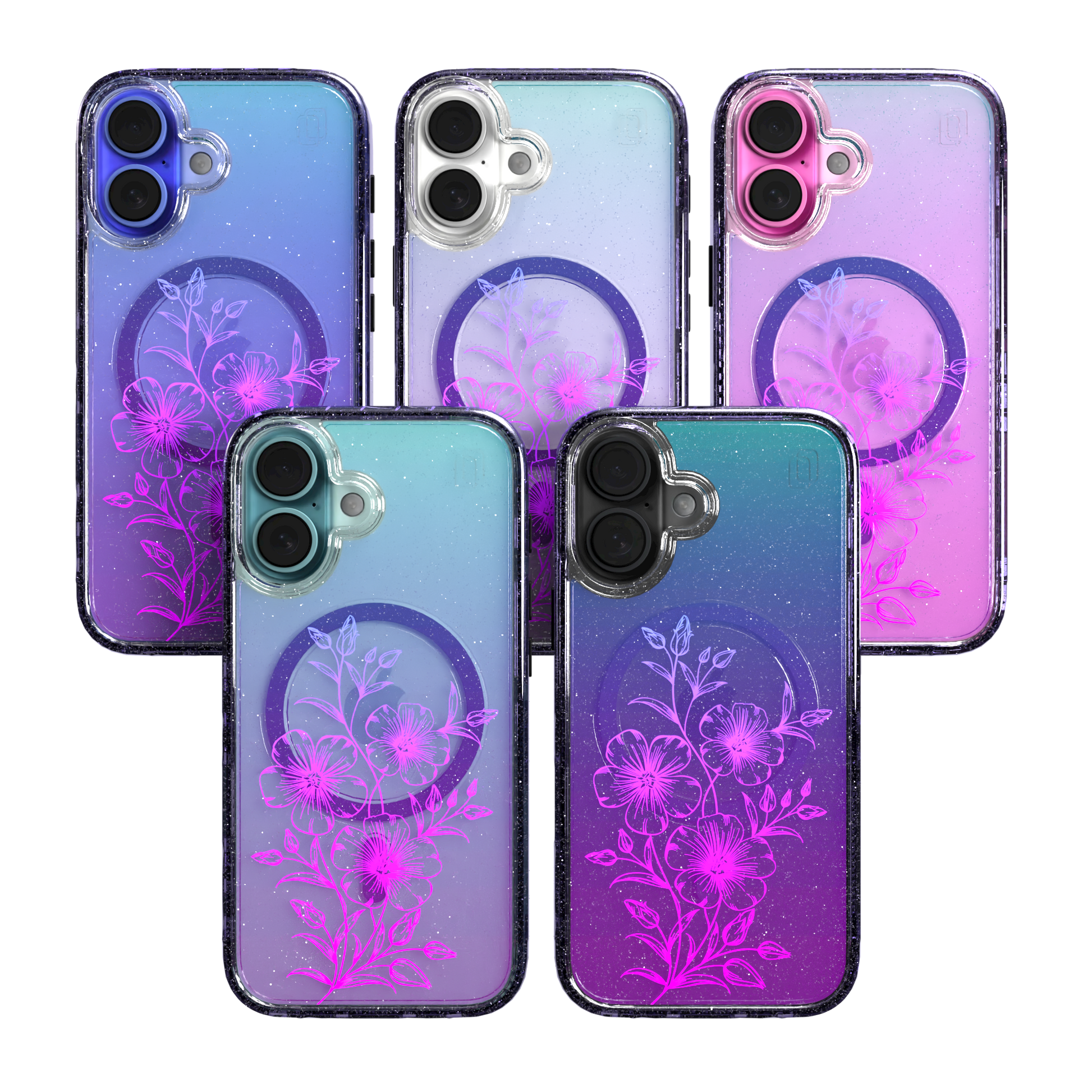 iPhone 16 Series | MagSafe | Ombre Bouquet Case Collection | Lilac Purple Haze Lilac Haze / iPhone 16 / Lilac Sparkle