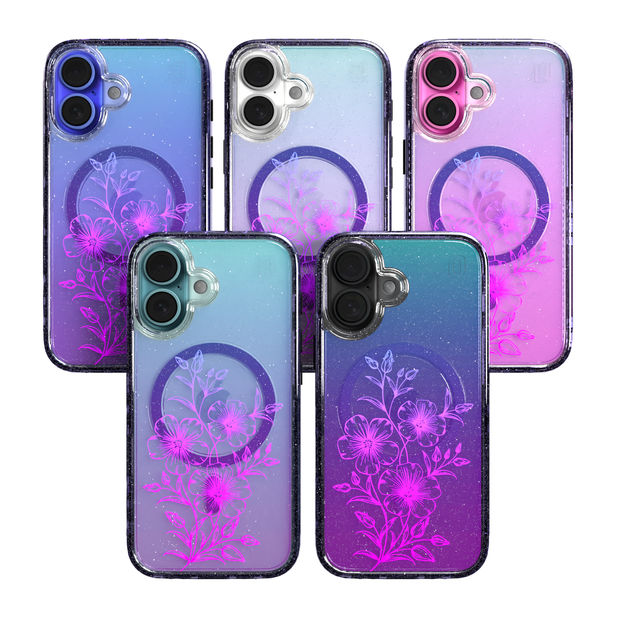 iPhone 16 Series | MagSafe | Ombre Bouquet Case Collection | Lilac Purple Haze Lilac Haze / iPhone 16 / Lilac Sparkle