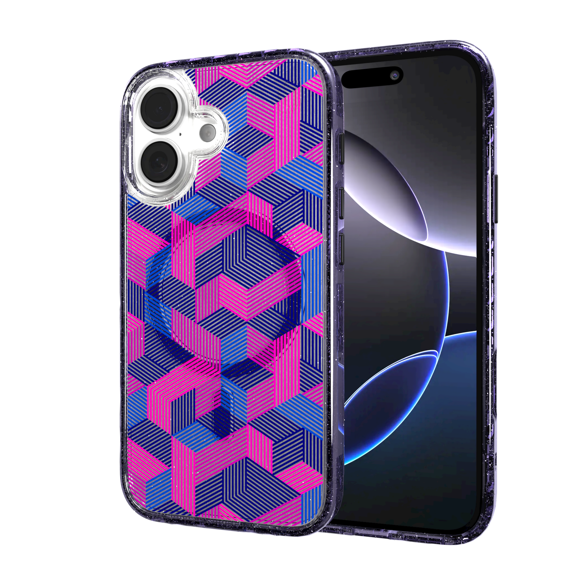 iPhone 16 Series | MagSafe | Monochromatic Case Designs | Colorful Cubes Colorful Cubes / iPhone 16 / Lilac Sparkle