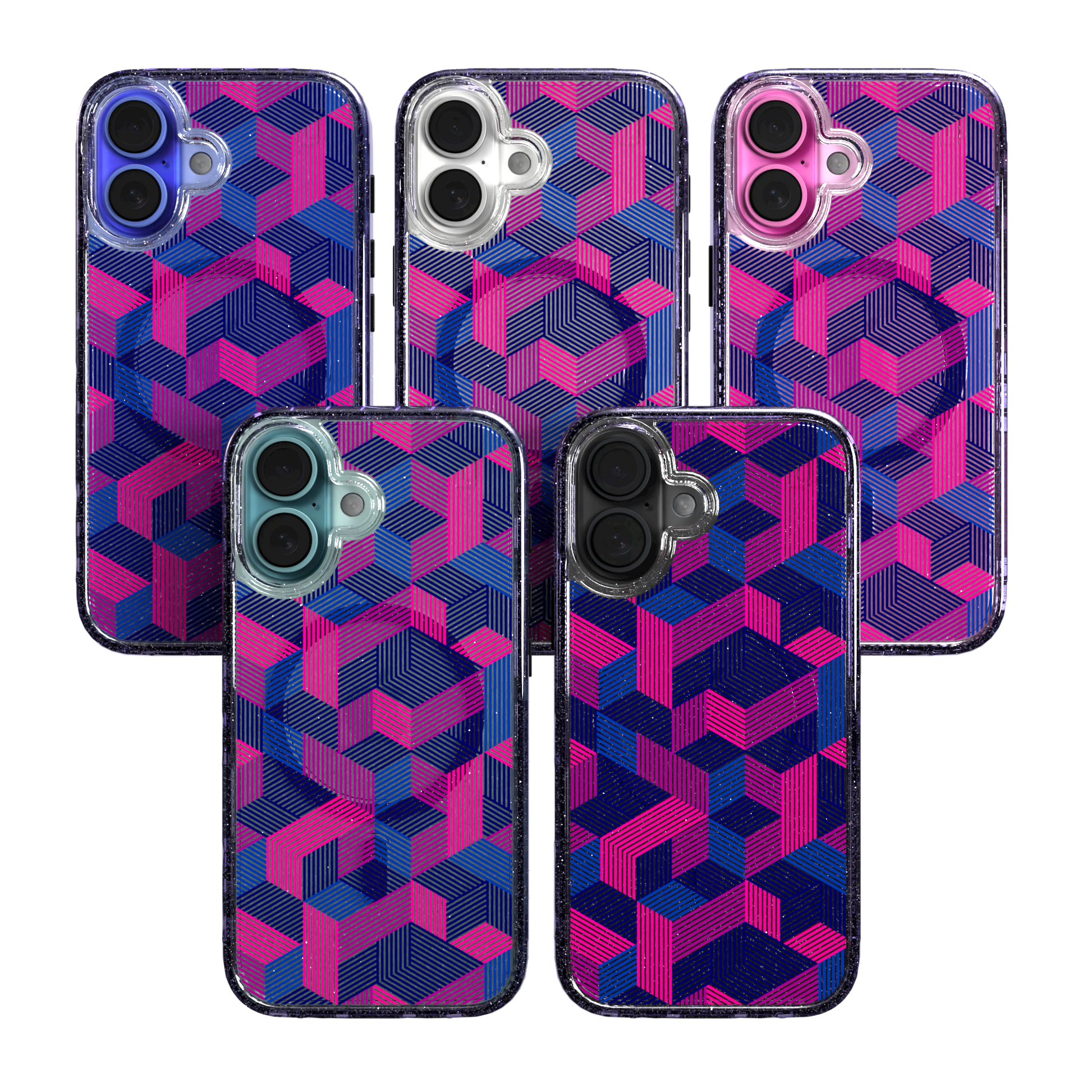 iPhone 16 Series | MagSafe | Monochromatic Case Designs | Colorful Cubes Colorful Cubes / iPhone 16 / Lilac Sparkle