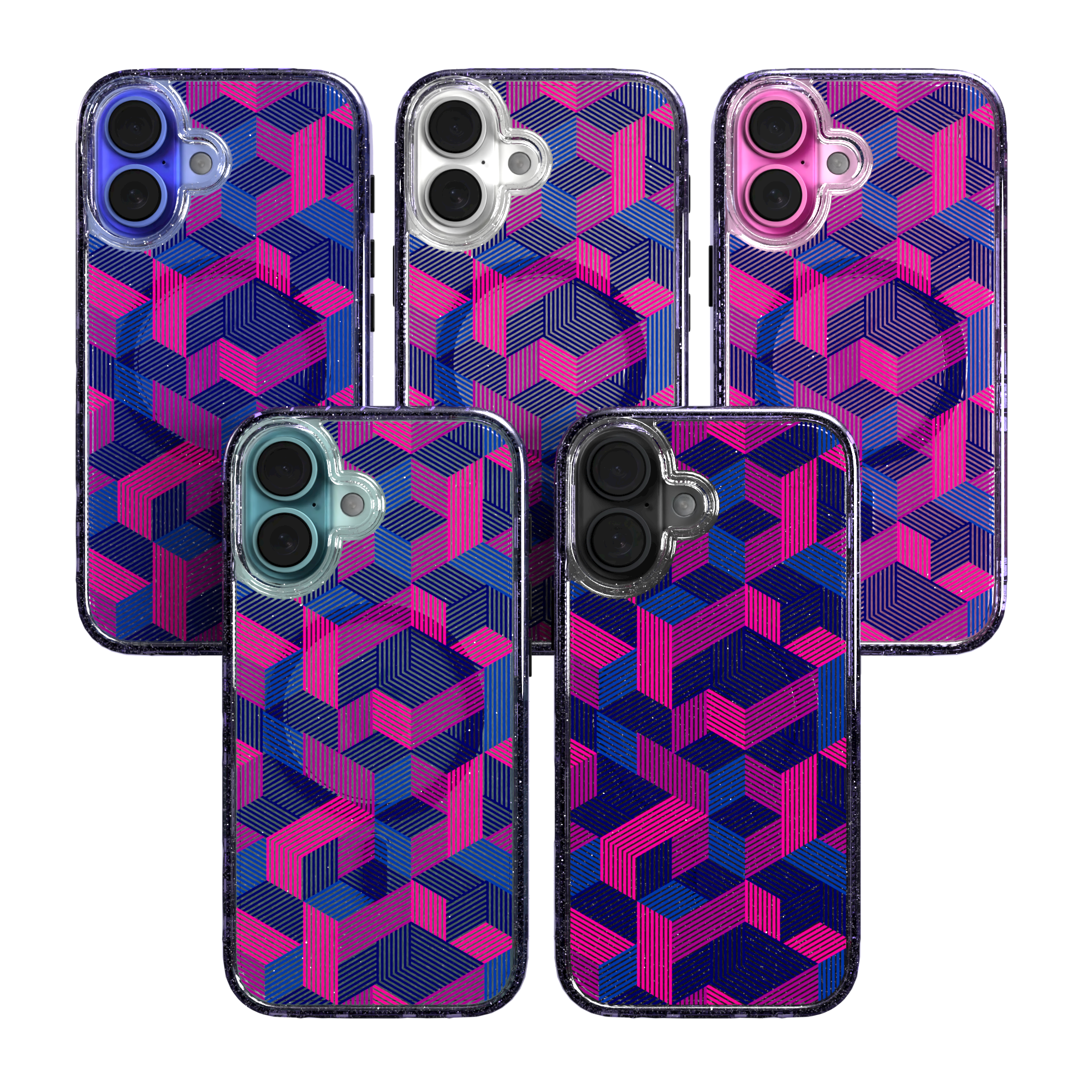 iPhone 16 Series | MagSafe | Monochromatic Case Designs | Colorful Cubes Colorful Cubes / iPhone 16 / Lilac Sparkle