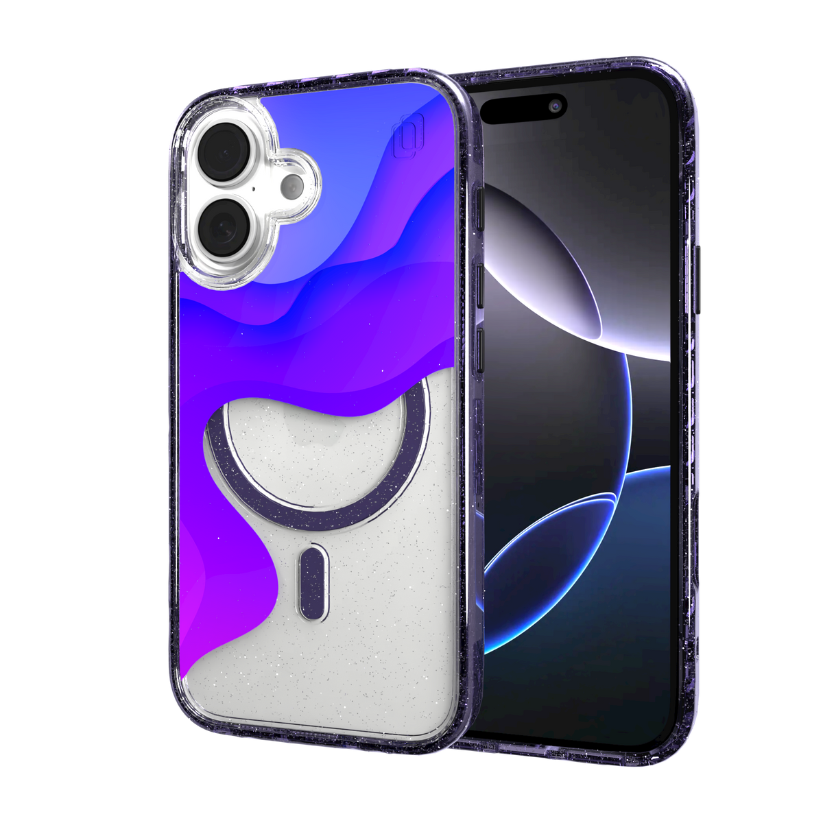 iPhone 16 Series | MagSafe | Abstract Art Case | Retro Purple Waves Retro Purple / iPhone 16 / Lilac Sparkle