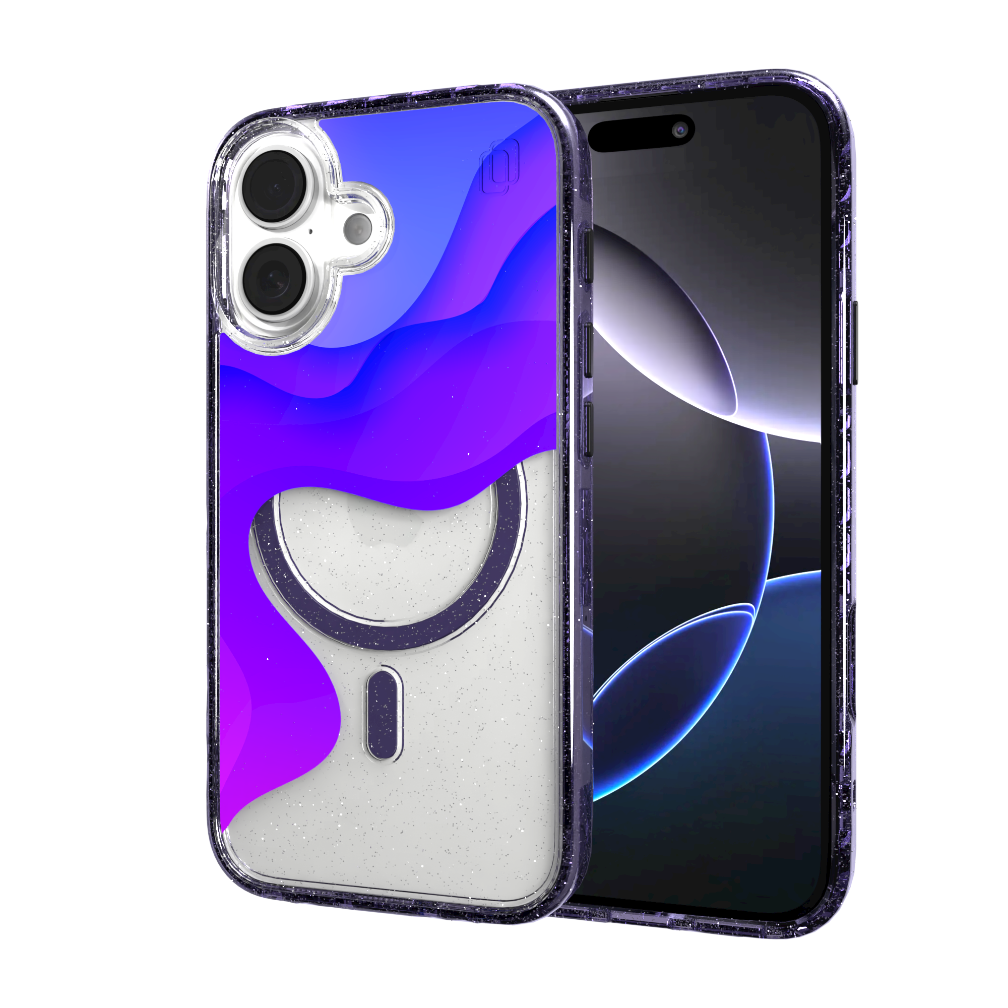 iPhone 16 Series | MagSafe | Abstract Art Case | Retro Purple Waves Retro Purple / iPhone 16 / Lilac Sparkle