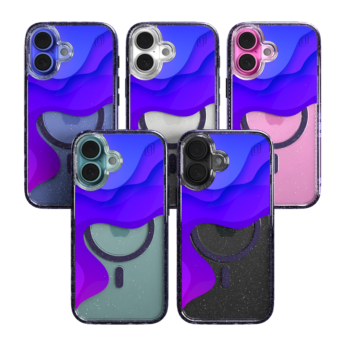 iPhone 16 Series | MagSafe | Abstract Art Case | Retro Purple Waves Retro Purple / iPhone 16 / Lilac Sparkle