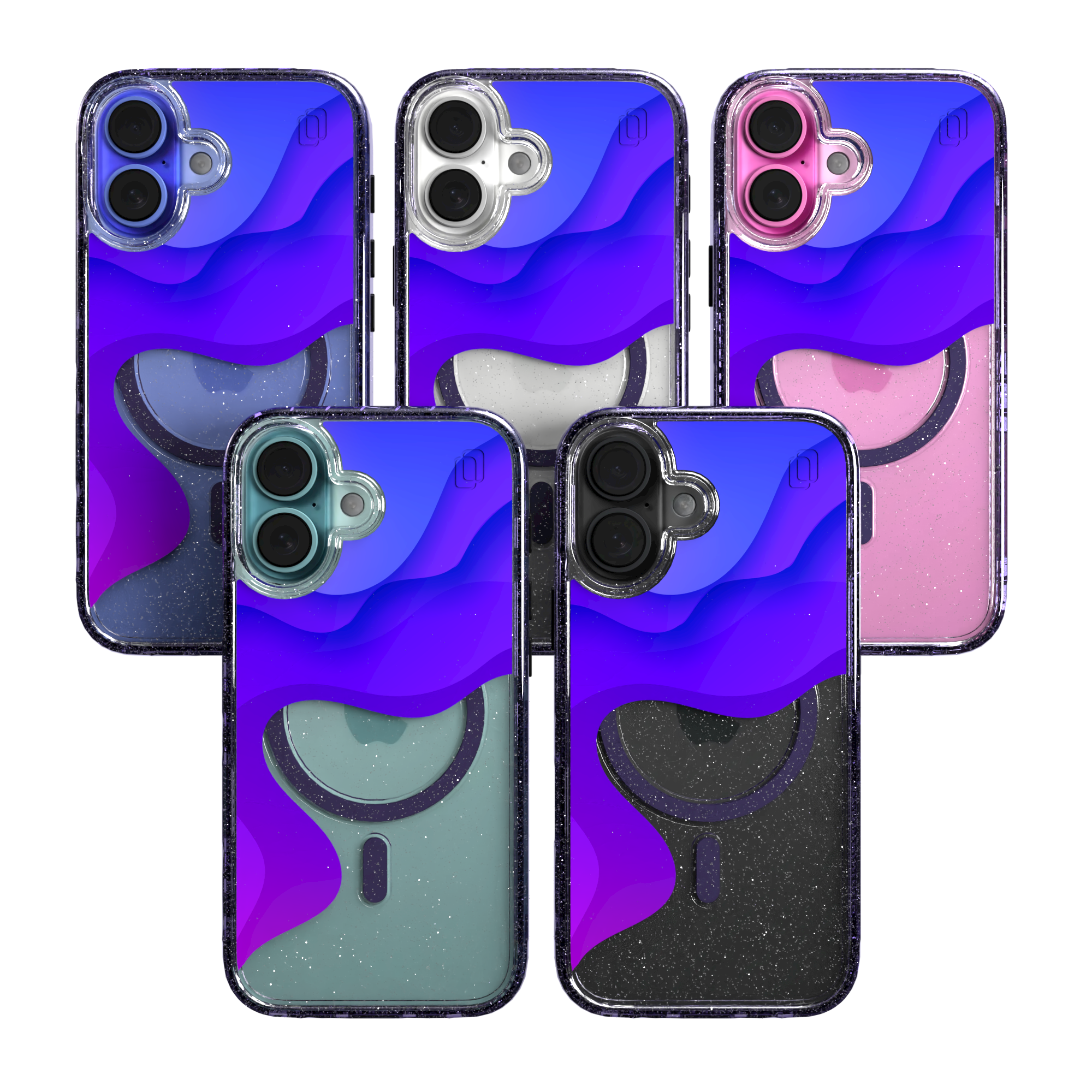 iPhone 16 Series | MagSafe | Abstract Art Case | Retro Purple Waves Retro Purple / iPhone 16 / Lilac Sparkle