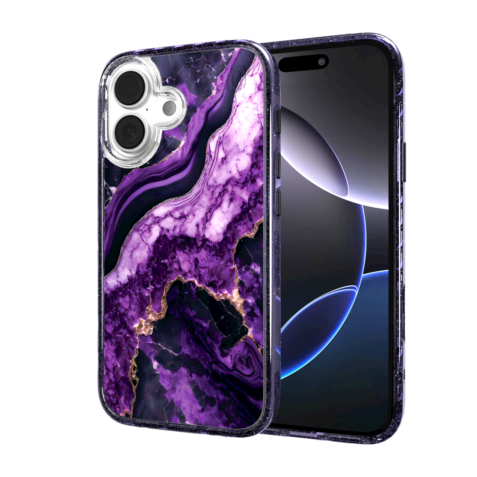iPhone 16 Series | MagSafe | Stone Beauty Case Collection | Falling Dusk Purple & Gold Marble Falling Dusk / iPhone 16 / Lilac Sparkle