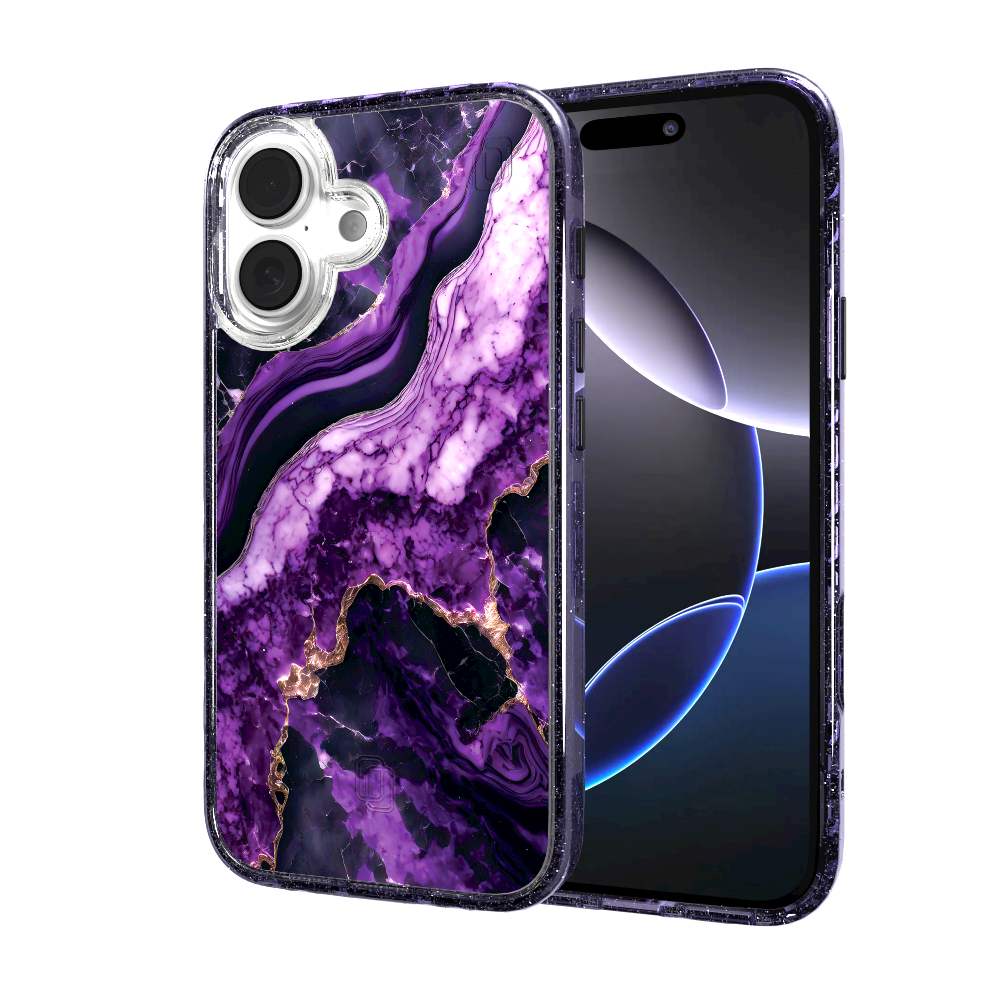 iPhone 16 Series | MagSafe | Stone Beauty Case Collection | Falling Dusk Purple & Gold Marble Falling Dusk / iPhone 16 / Lilac Sparkle