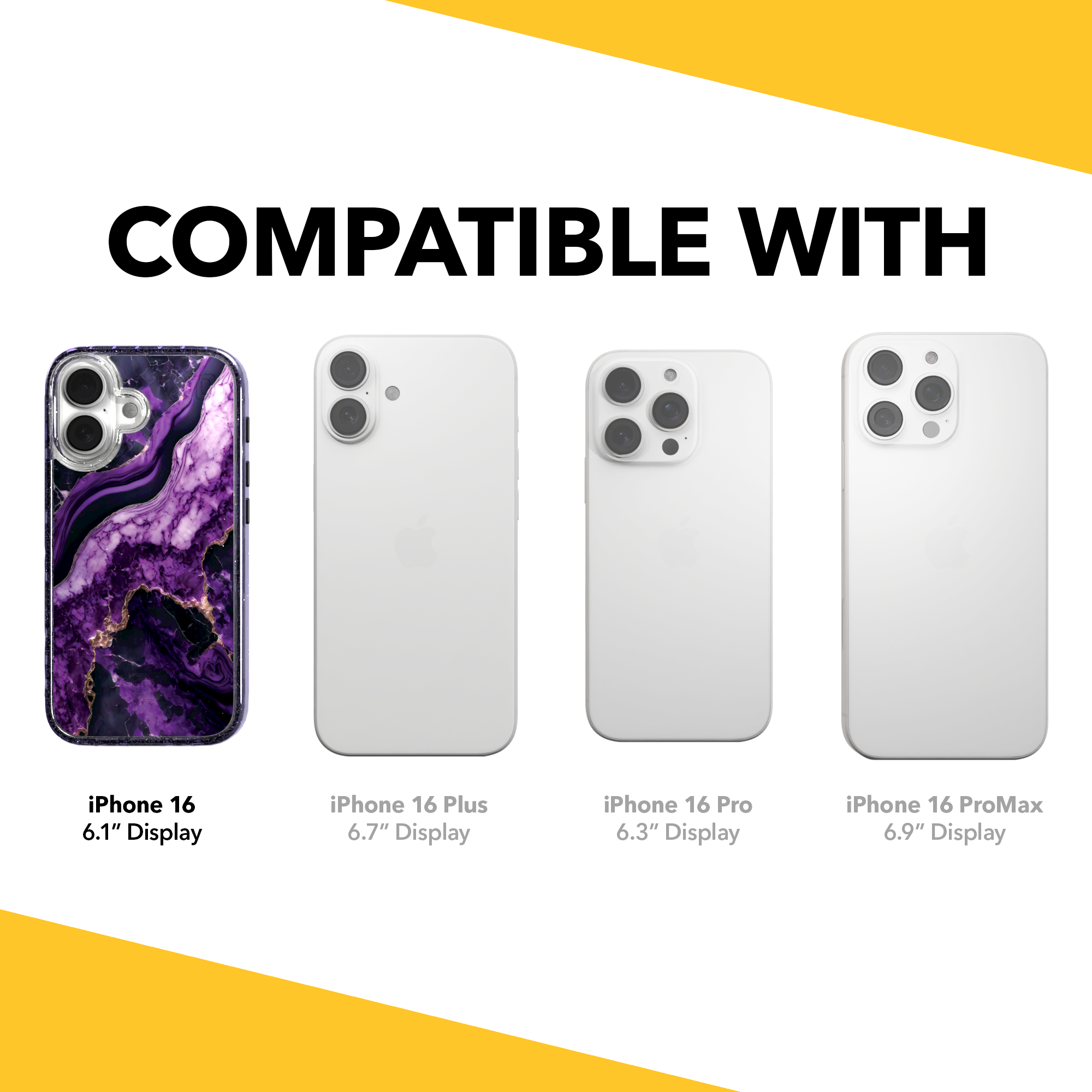 iPhone 16 Series | MagSafe | Stone Beauty Case Collection | Falling Dusk Purple & Gold Marble Falling Dusk / iPhone 16 / Lilac Sparkle