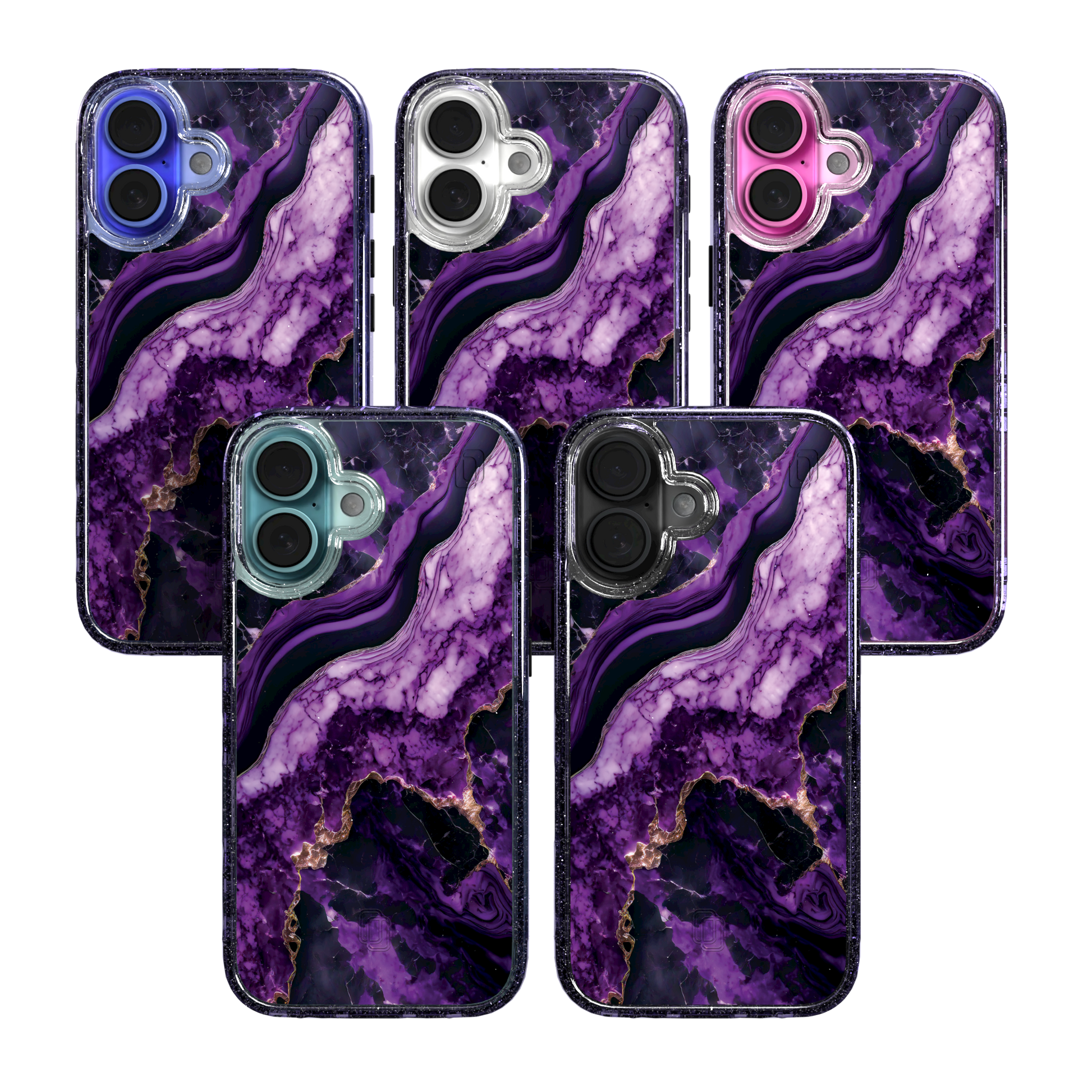 iPhone 16 Series | MagSafe | Stone Beauty Case Collection | Falling Dusk Purple & Gold Marble Falling Dusk / iPhone 16 / Lilac Sparkle