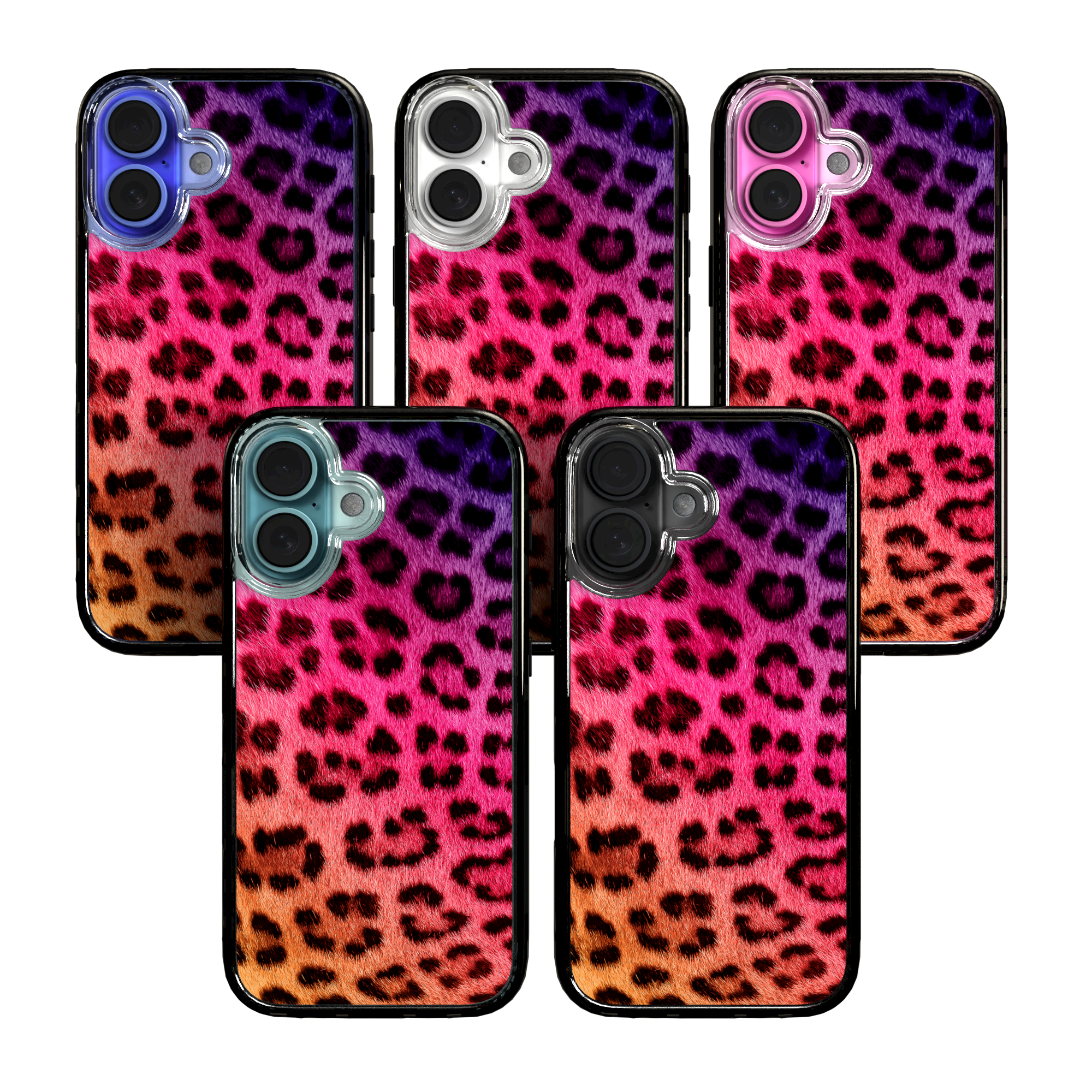 iPhone 16 Series | MagSafe | Animal Print Case | Pink Leopard Print Pink Cheetah / iPhone 16 / Black