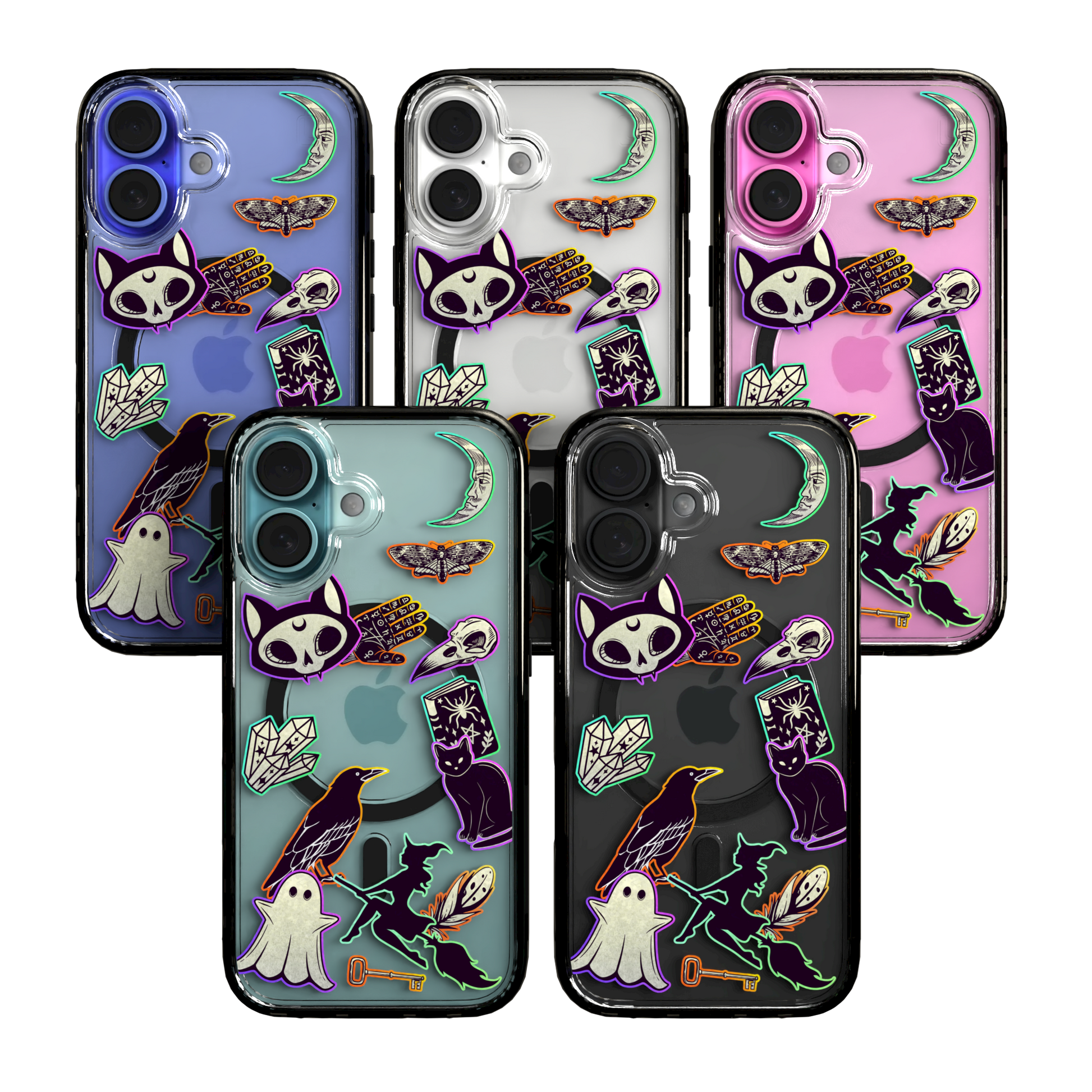 iPhone 16 Series | MagSafe | Halloween Case | Witchy Stickers Witchy Stickers / iPhone 16 / Black
