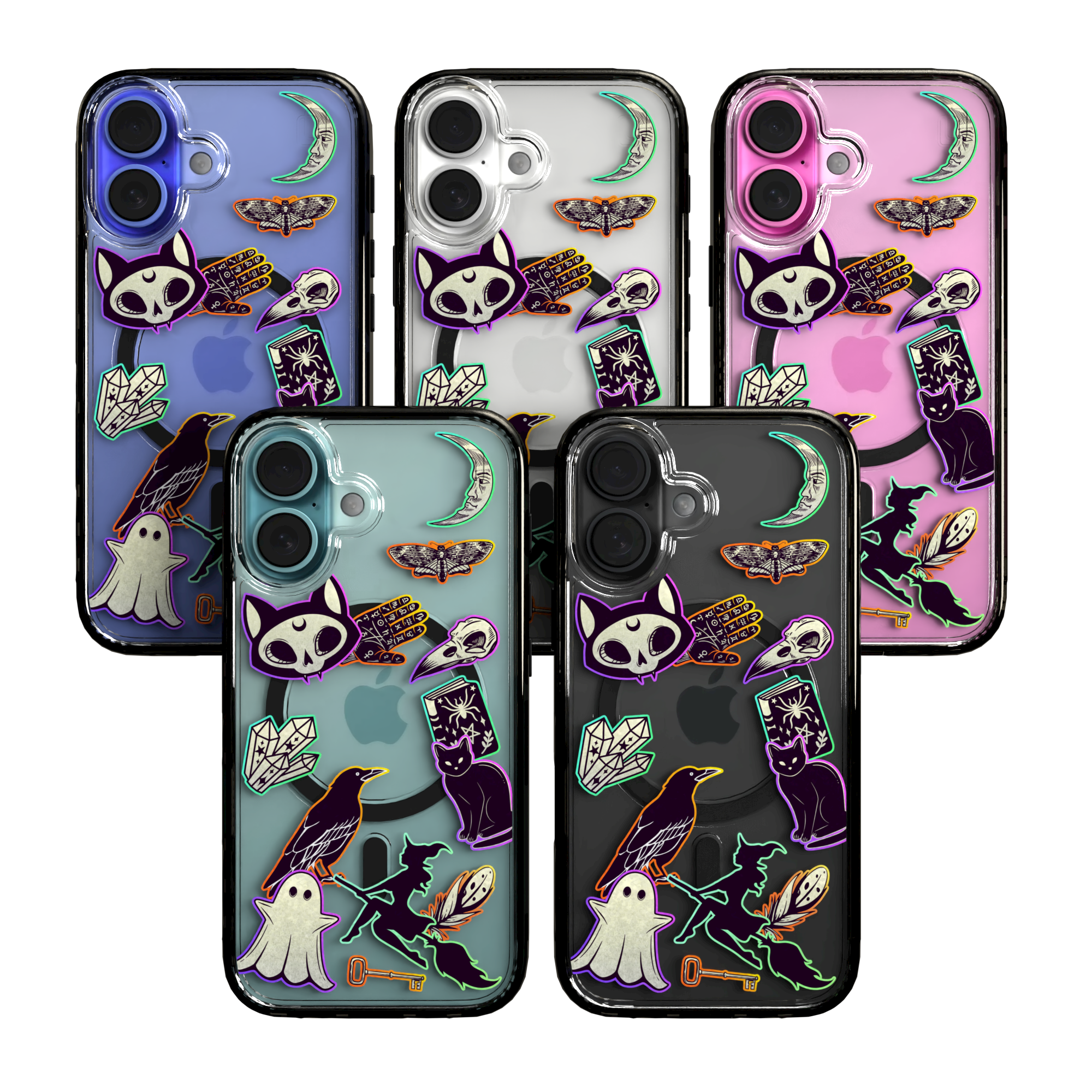 iPhone 16 Series | MagSafe | Halloween Case | Witchy Stickers Witchy Stickers / iPhone 16 / Black