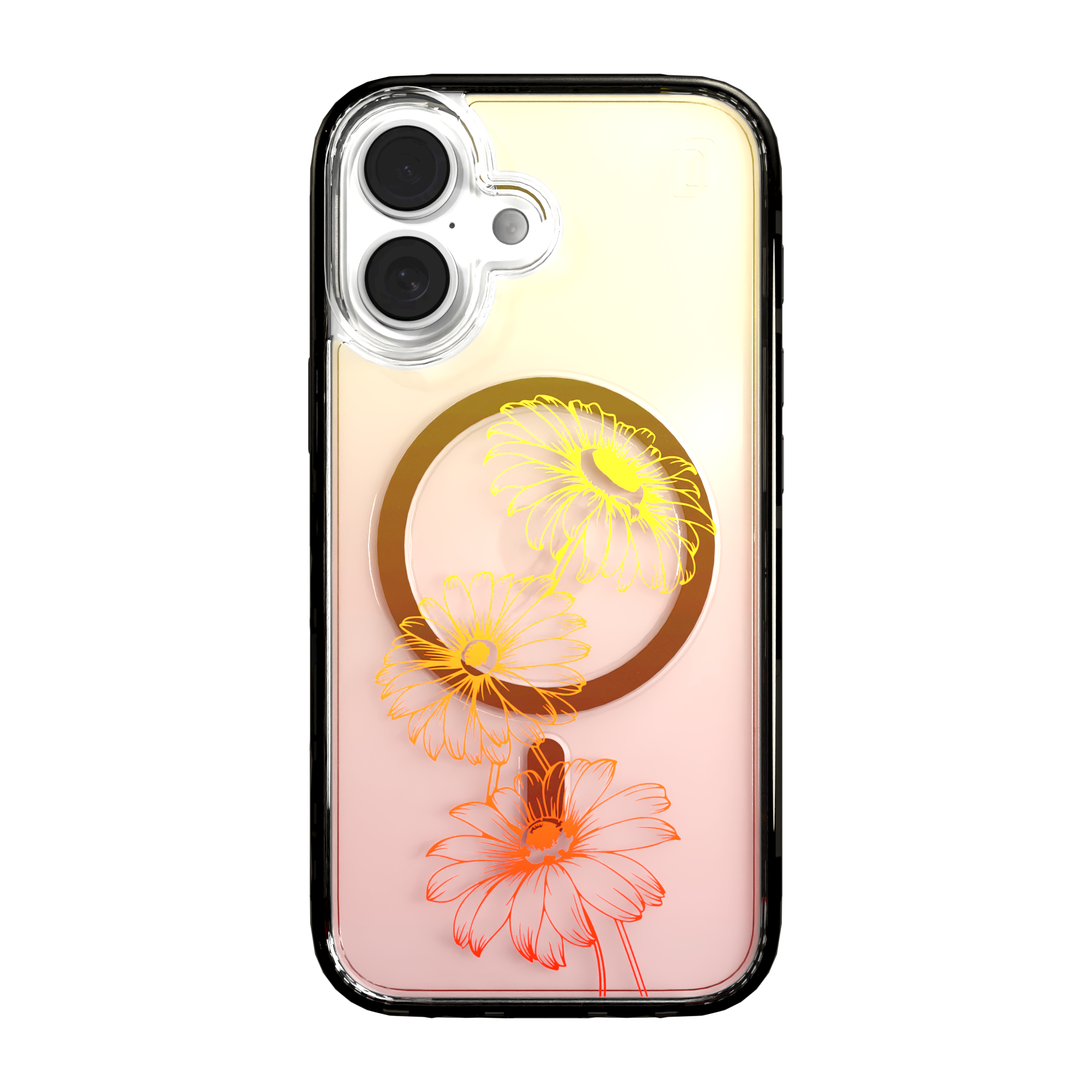 iPhone 16 Series | MagSafe | Ombre Bouquet Case Collection | Orange Citrus Splash Citrus Splash / iPhone 16 / Black