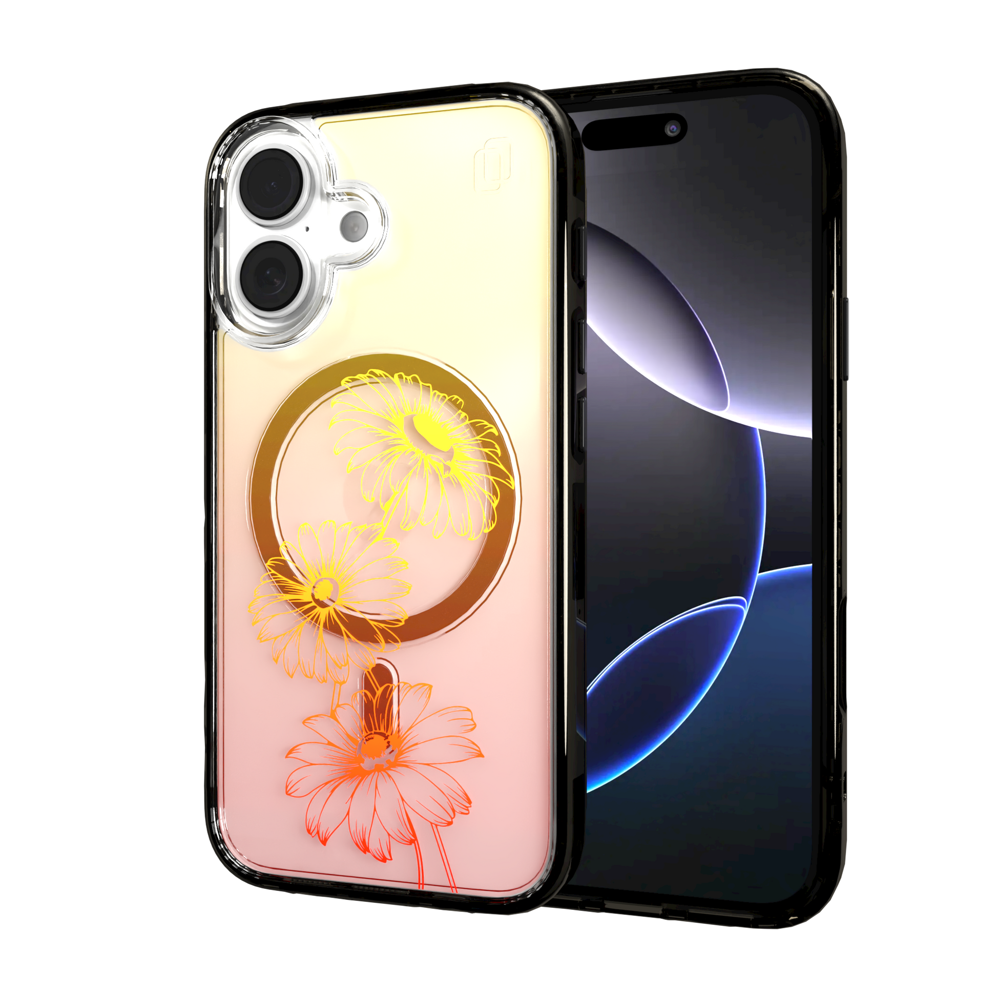 iPhone 16 Series | MagSafe | Ombre Bouquet Case Collection | Orange Citrus Splash Citrus Splash / iPhone 16 / Black