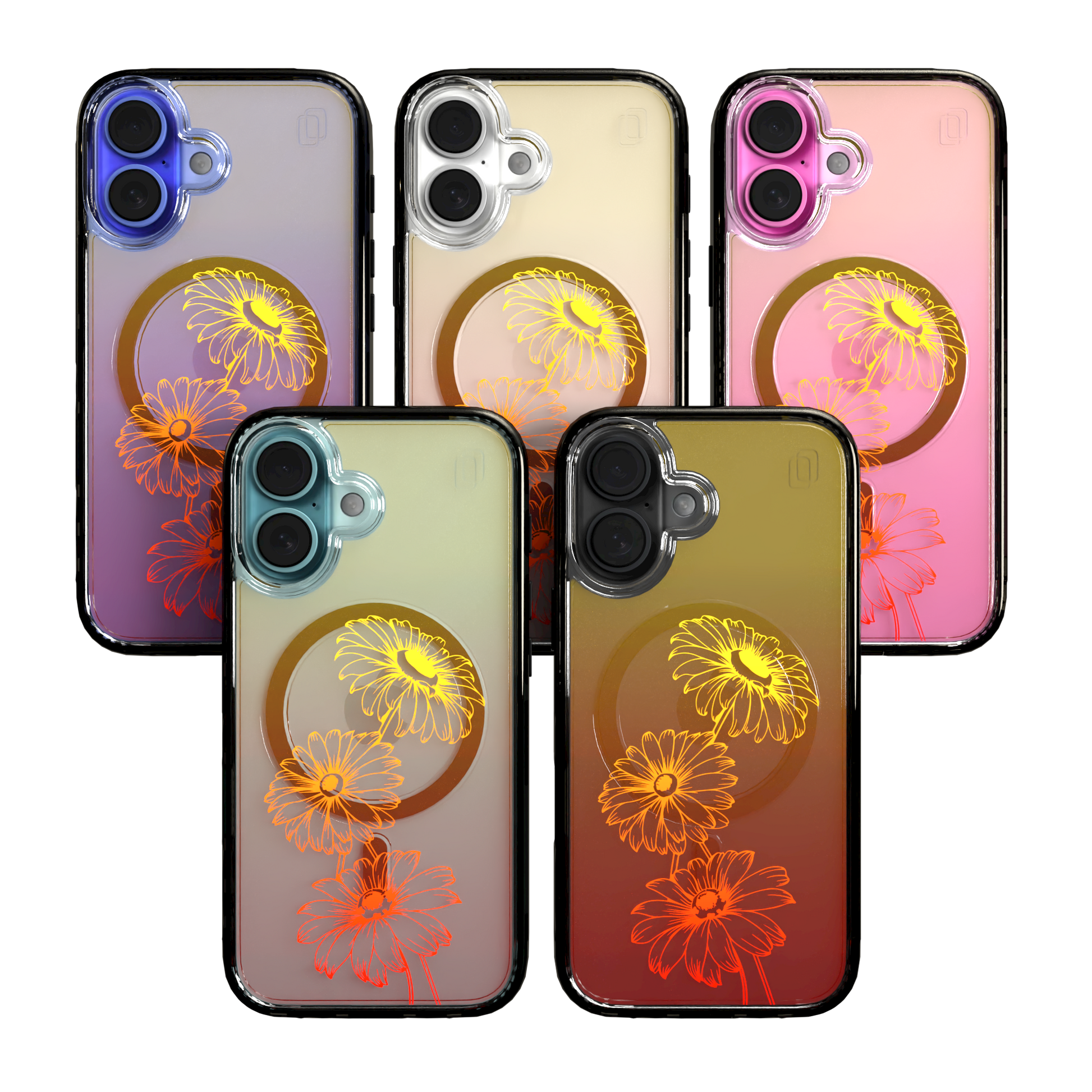 iPhone 16 Series | MagSafe | Ombre Bouquet Case Collection | Orange Citrus Splash Citrus Splash / iPhone 16 / Black