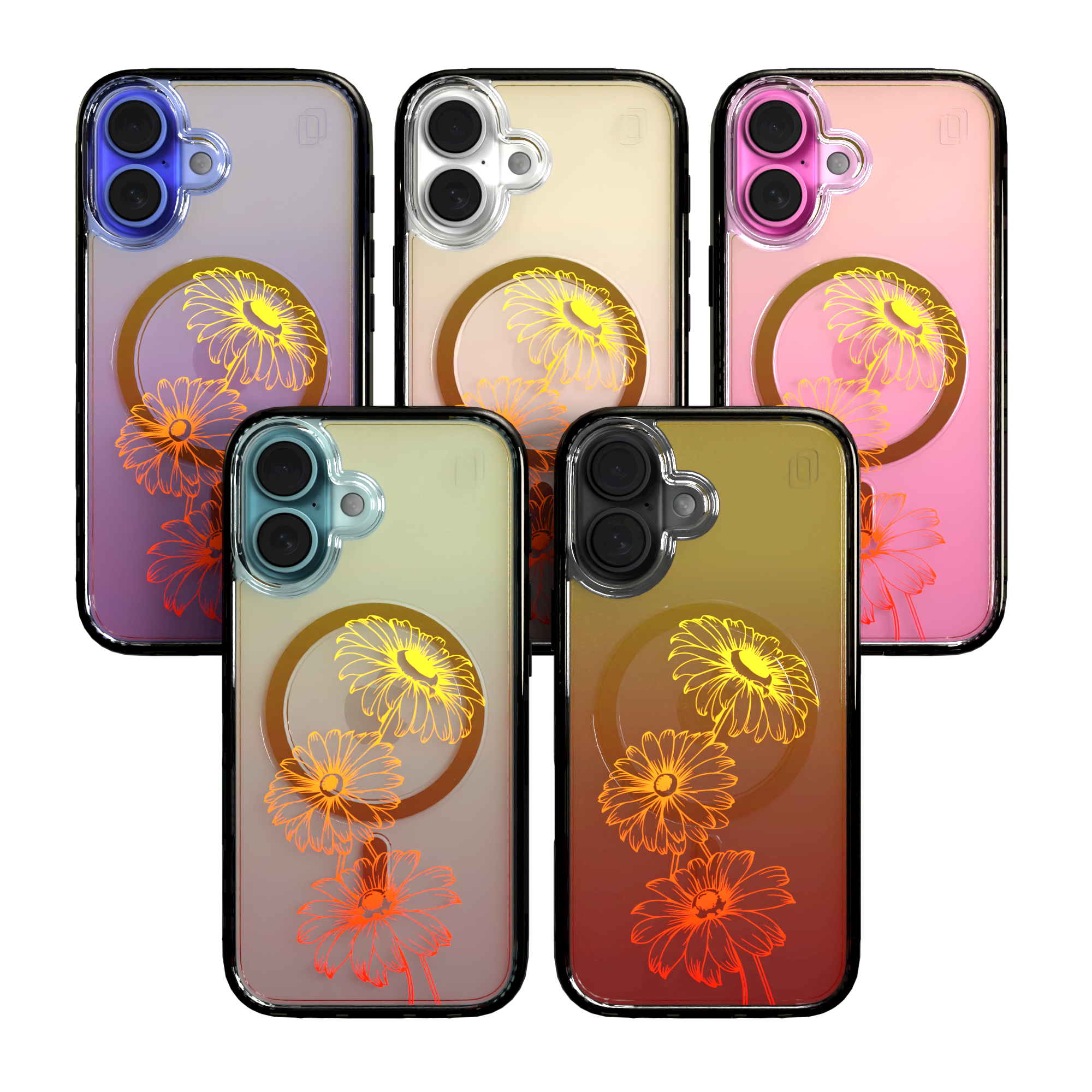 iPhone 16 Series | MagSafe | Ombre Bouquet Case Collection | Orange Citrus Splash Citrus Splash / iPhone 16 / Black