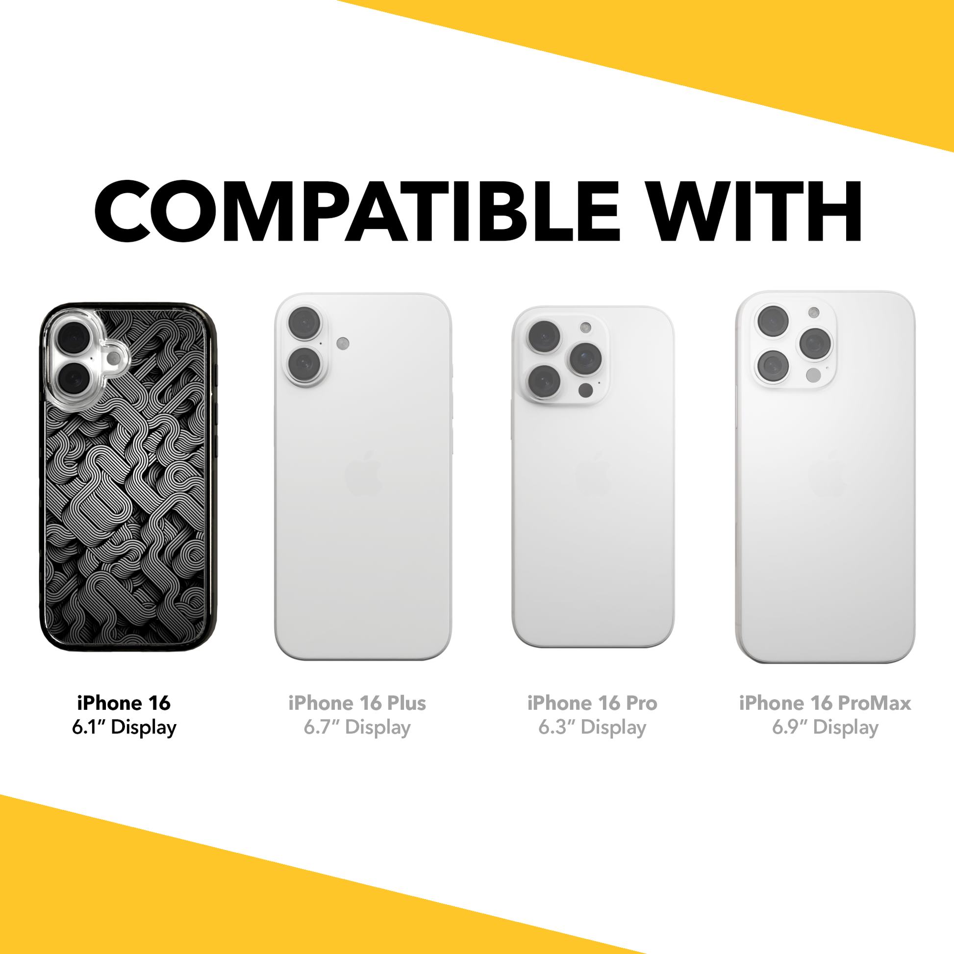 iPhone 16 Series | MagSafe | Monochromatic Case Designs | Black & White Dimensions Black & White Dimensions / iPhone 16 / Black