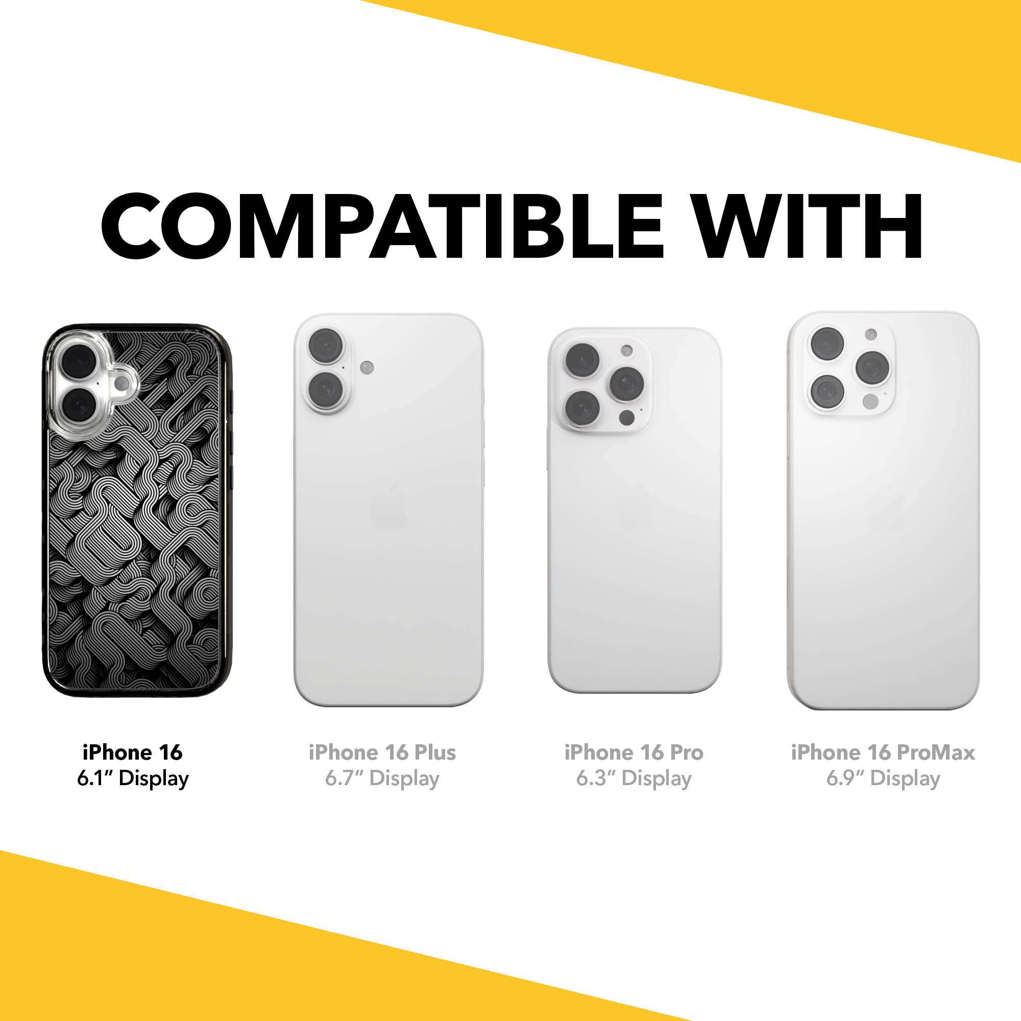 iPhone 16 Series | MagSafe | Monochromatic Case Designs | Black & White Dimensions Black & White Dimensions / iPhone 16 / Black