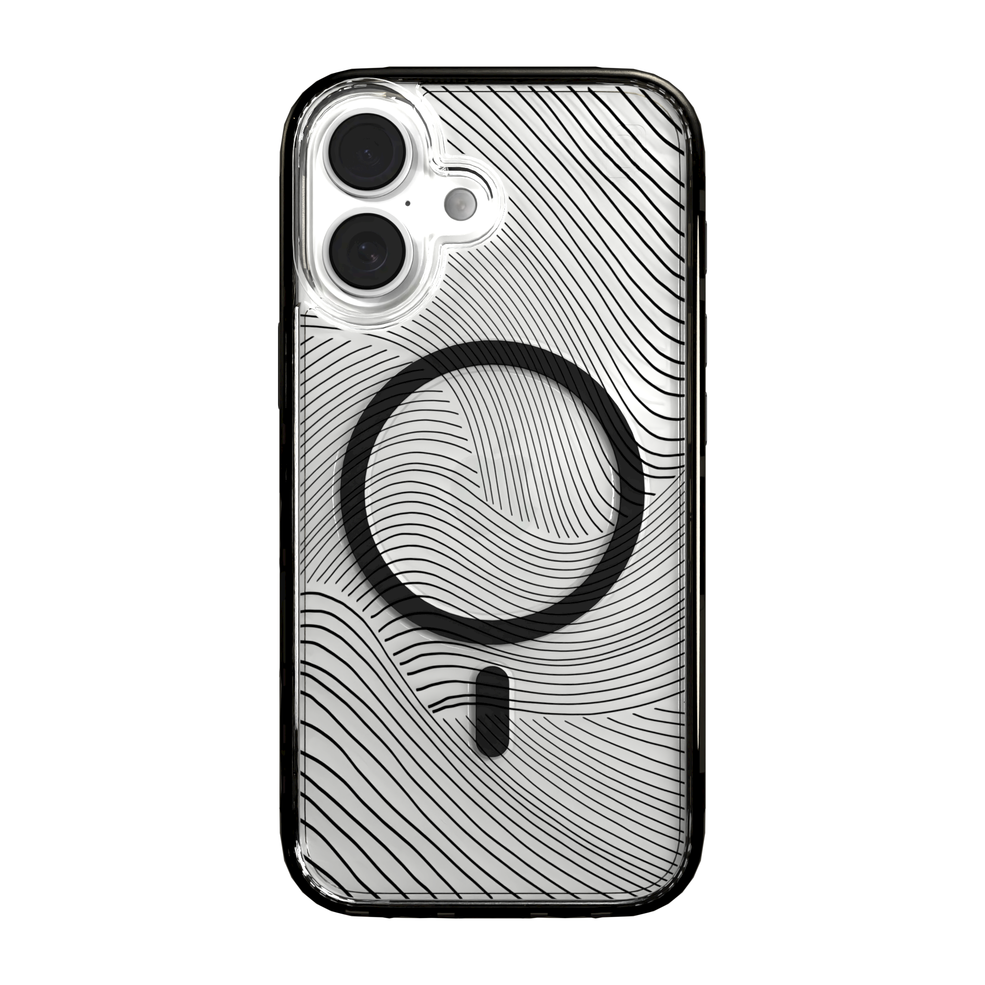 iPhone 16 Series | MagSafe | Abstract Art Case | Retro Clear Waves Retro Clear / iPhone 16 / Black