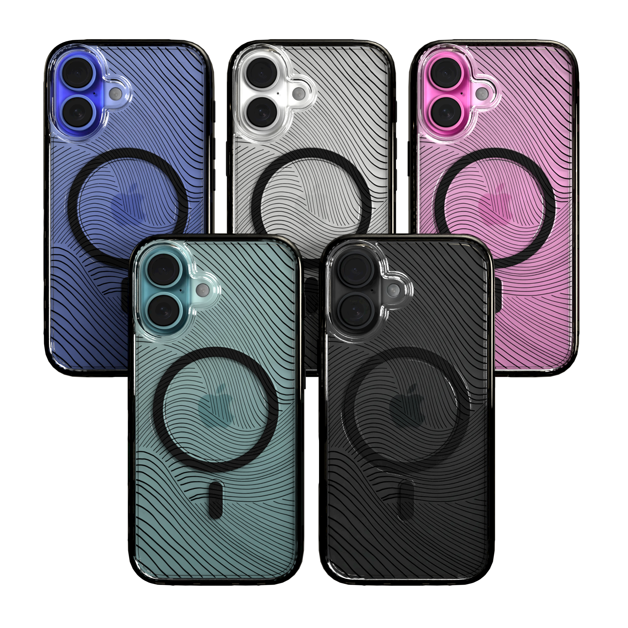 iPhone 16 Series | MagSafe | Abstract Art Case | Retro Clear Waves Retro Clear / iPhone 16 / Black