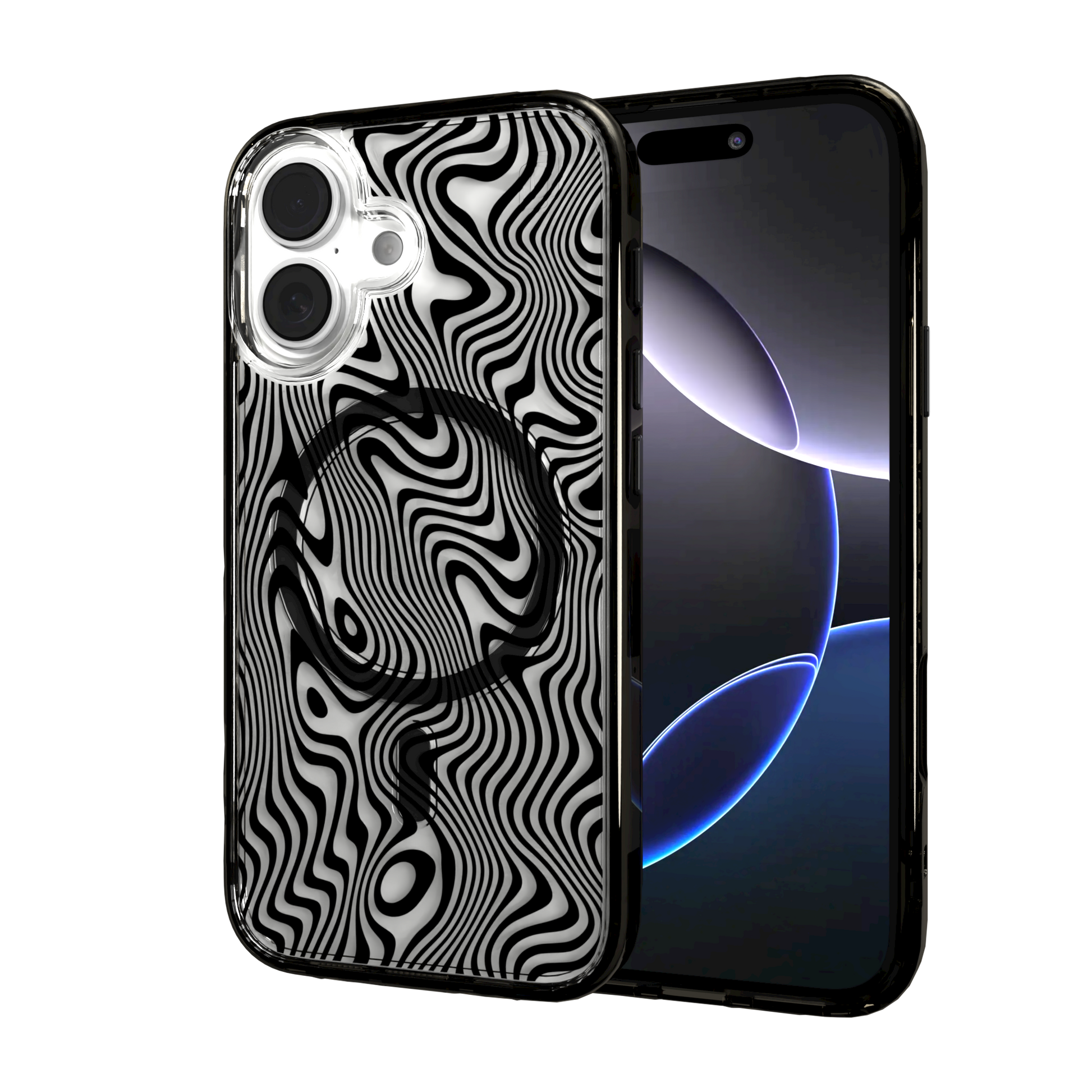iPhone 16 Series | MagSafe | Monochromatic Case Designs | Swirling Tides Tide / iPhone 16 / Black