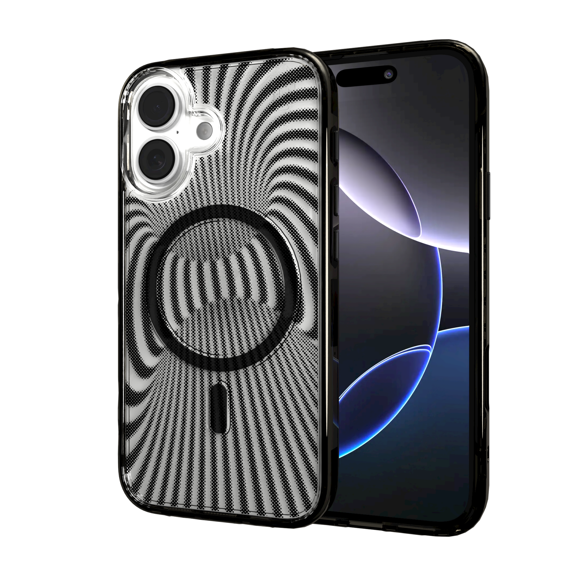 iPhone 16 Series | MagSafe | Monochromatic Case Designs | Trippy Tunnel Tunnel / iPhone 16 / Black