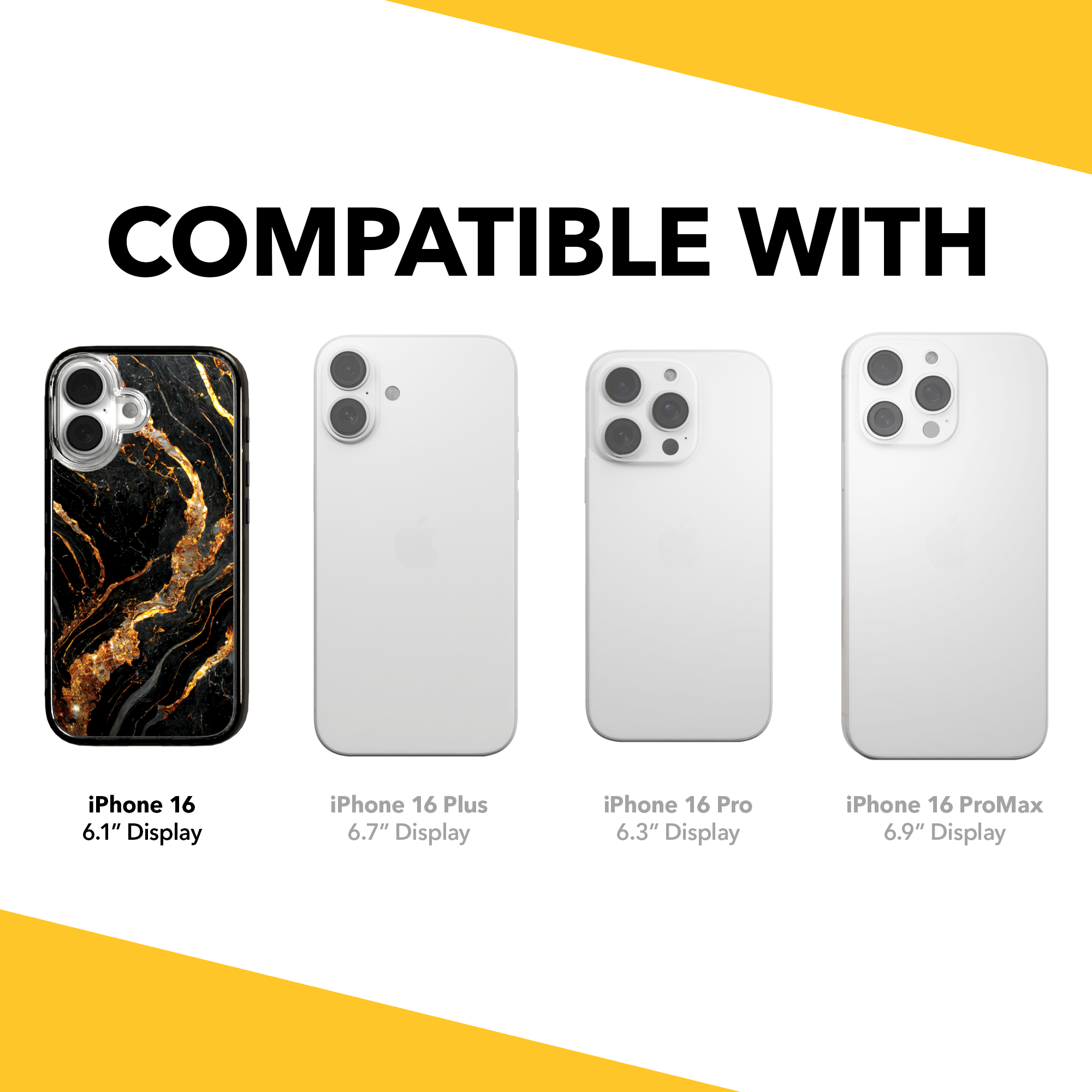 iPhone 16 Series | MagSafe | Stone Beauty Case Collection | Dark Night Black & Gold Marble Dark Night / iPhone 16 / Black
