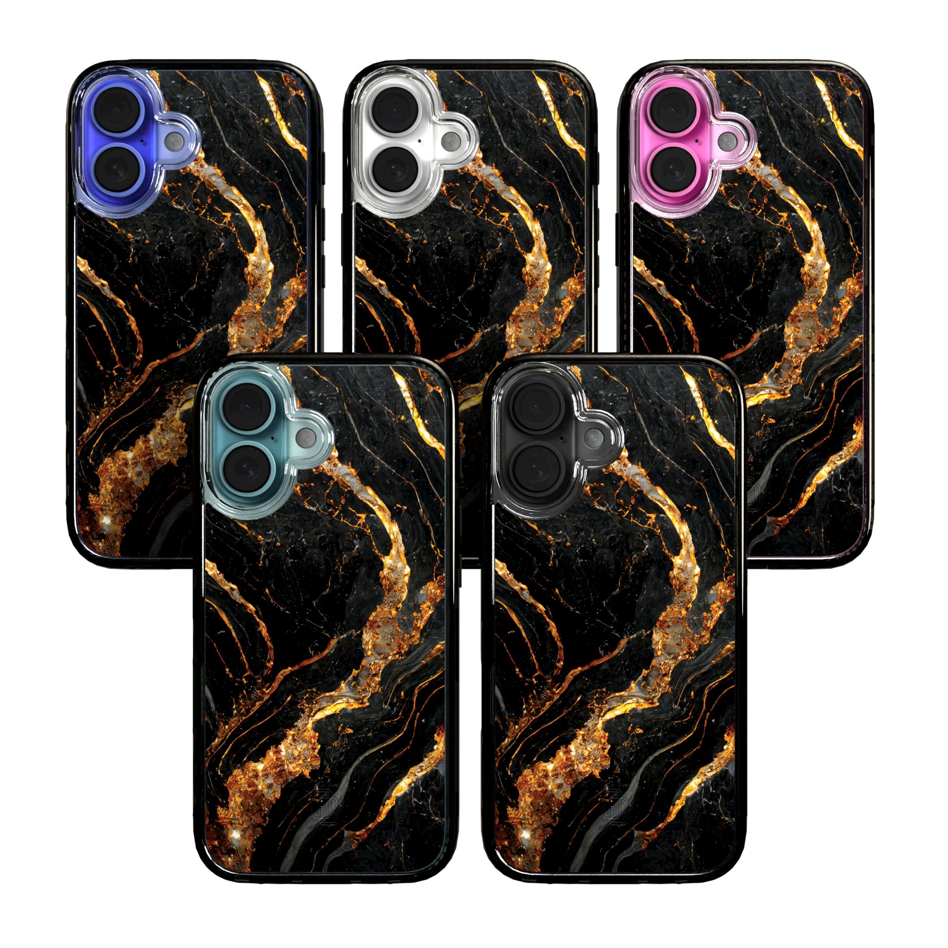 iPhone 16 Series | MagSafe | Stone Beauty Case Collection | Dark Night Black & Gold Marble Dark Night / iPhone 16 / Black