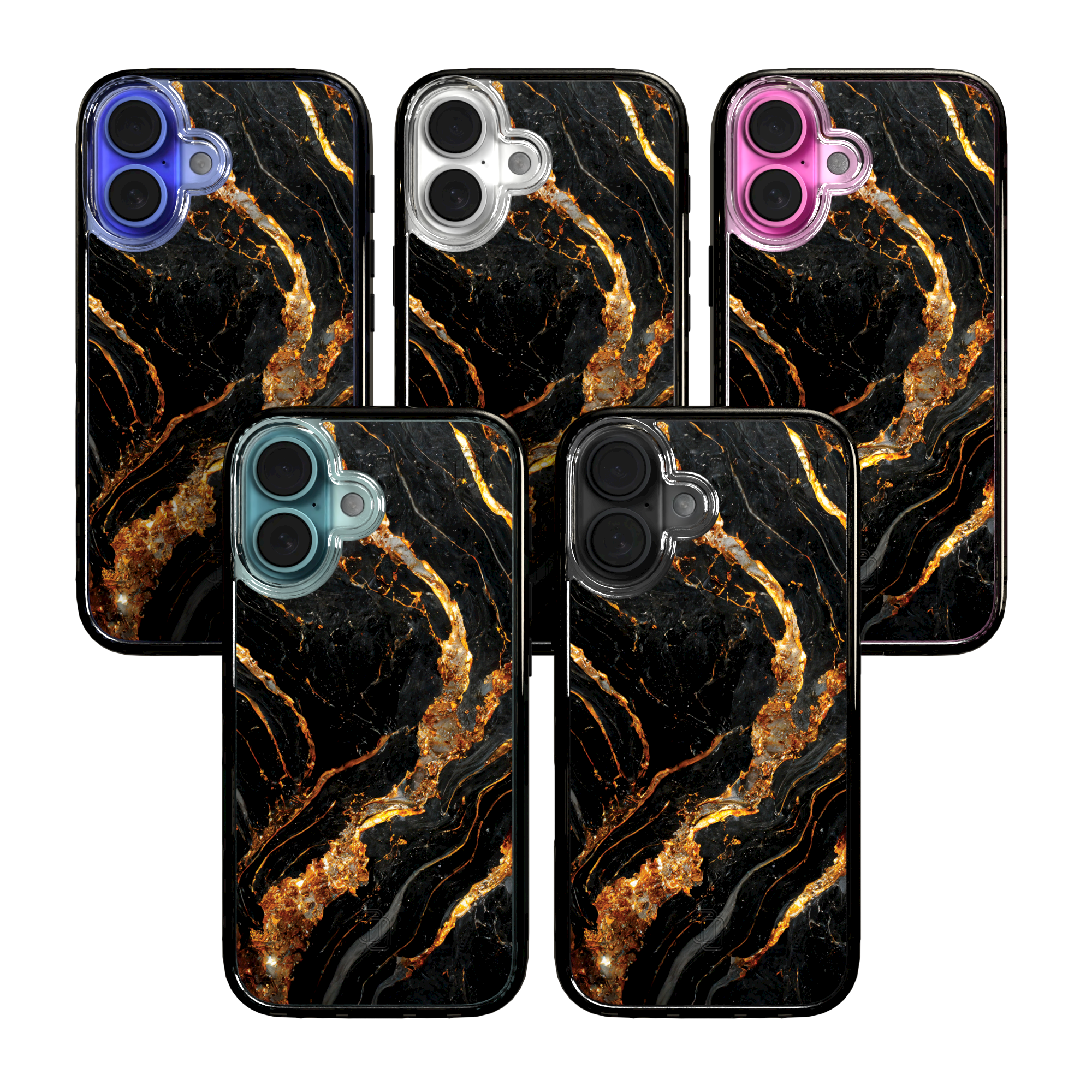 iPhone 16 Series | MagSafe | Stone Beauty Case Collection | Dark Night Black & Gold Marble Dark Night / iPhone 16 / Black